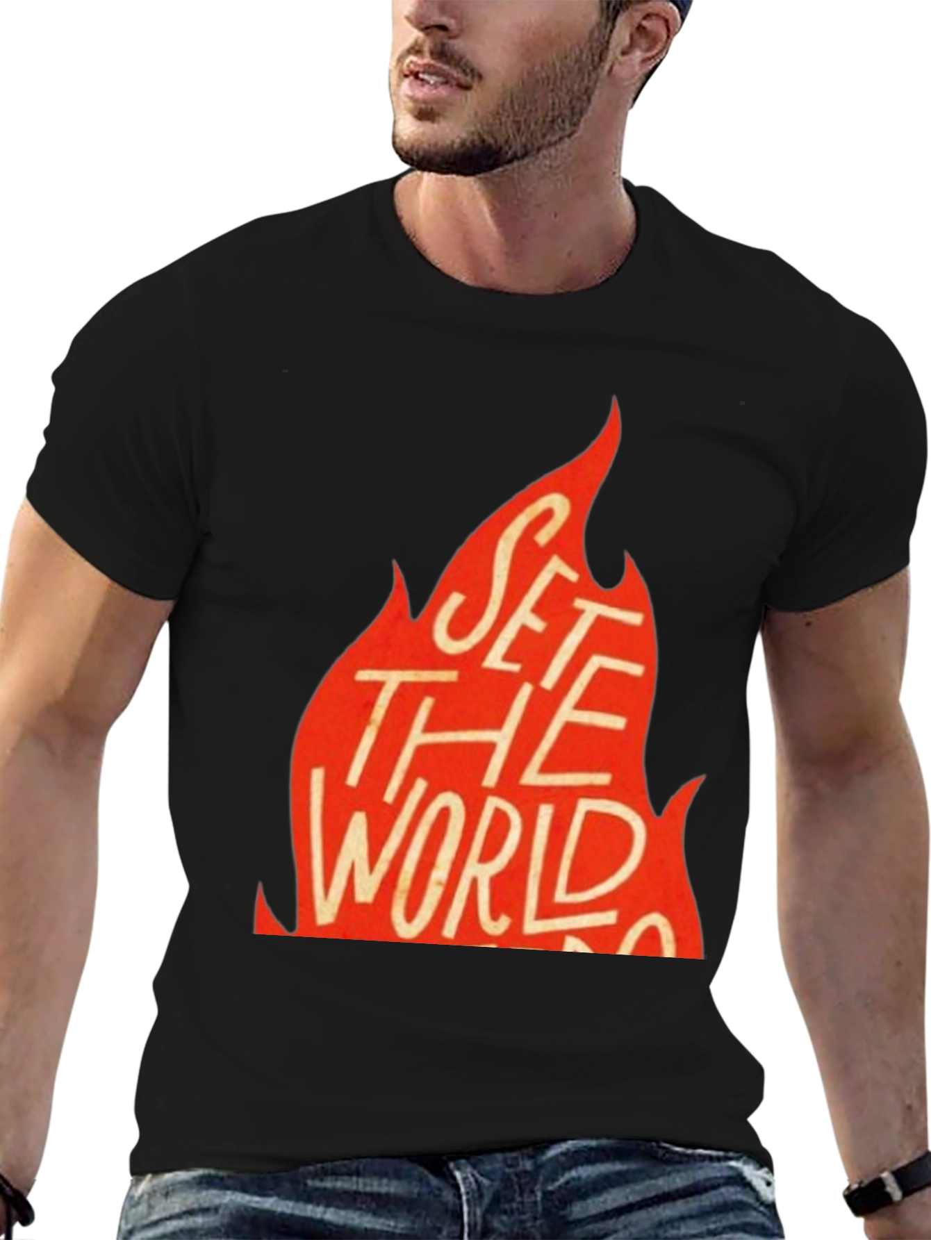 Black Set the World on Fire Graphic Tee - Black view 6