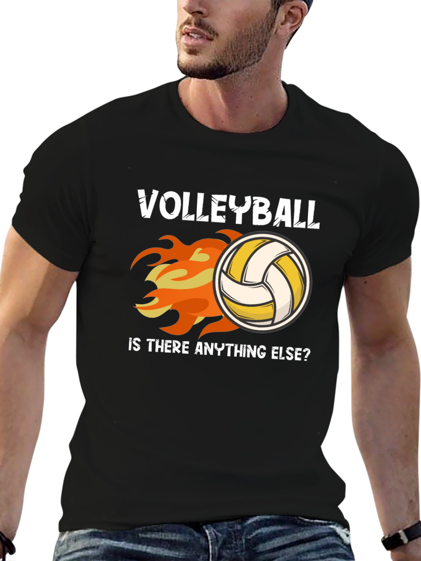 Black Volleyball Flames Graphic T-Shirt view 6