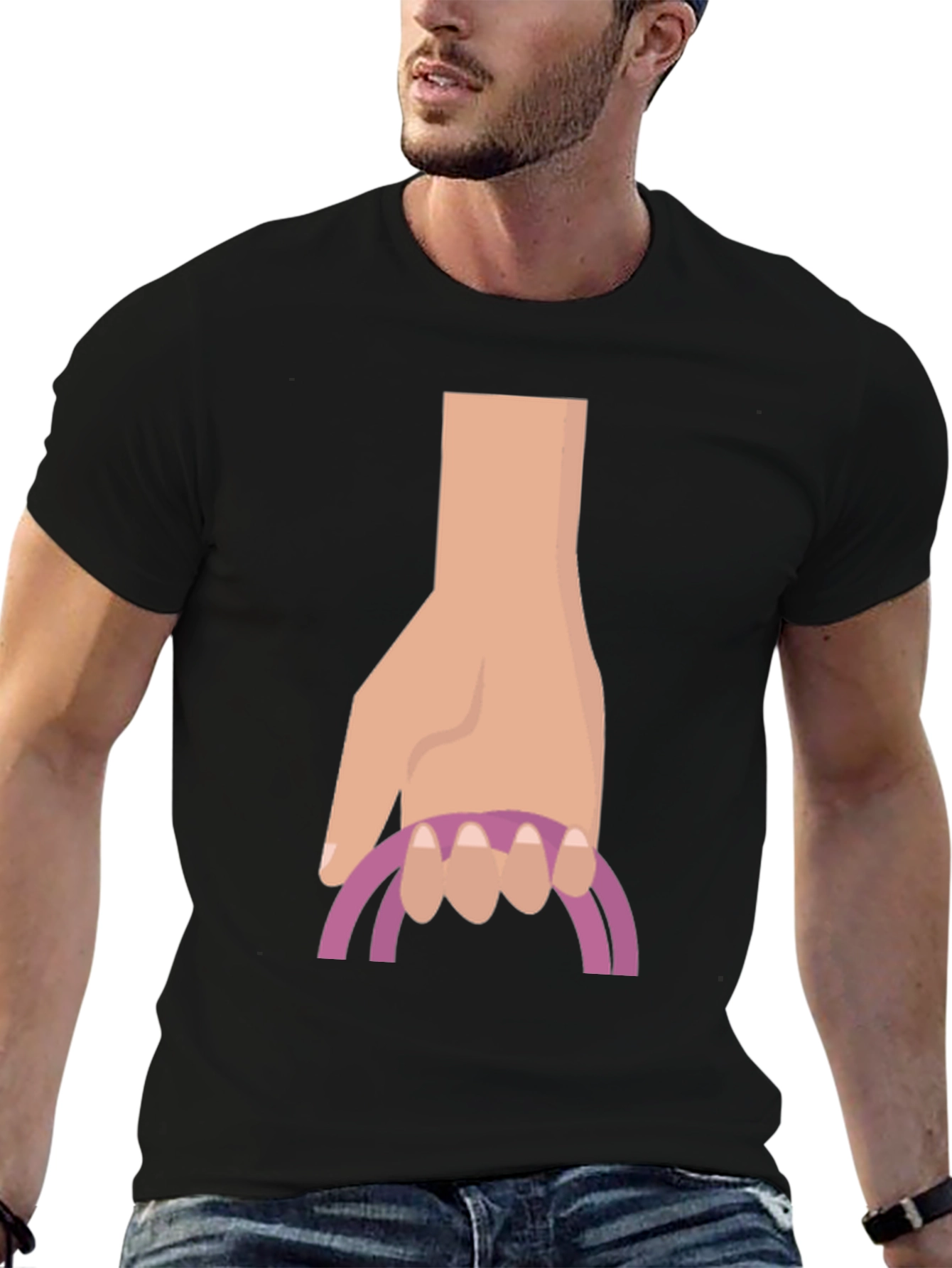Black Hand Drawn Graphic Tee - Unique Novelty Design view 6