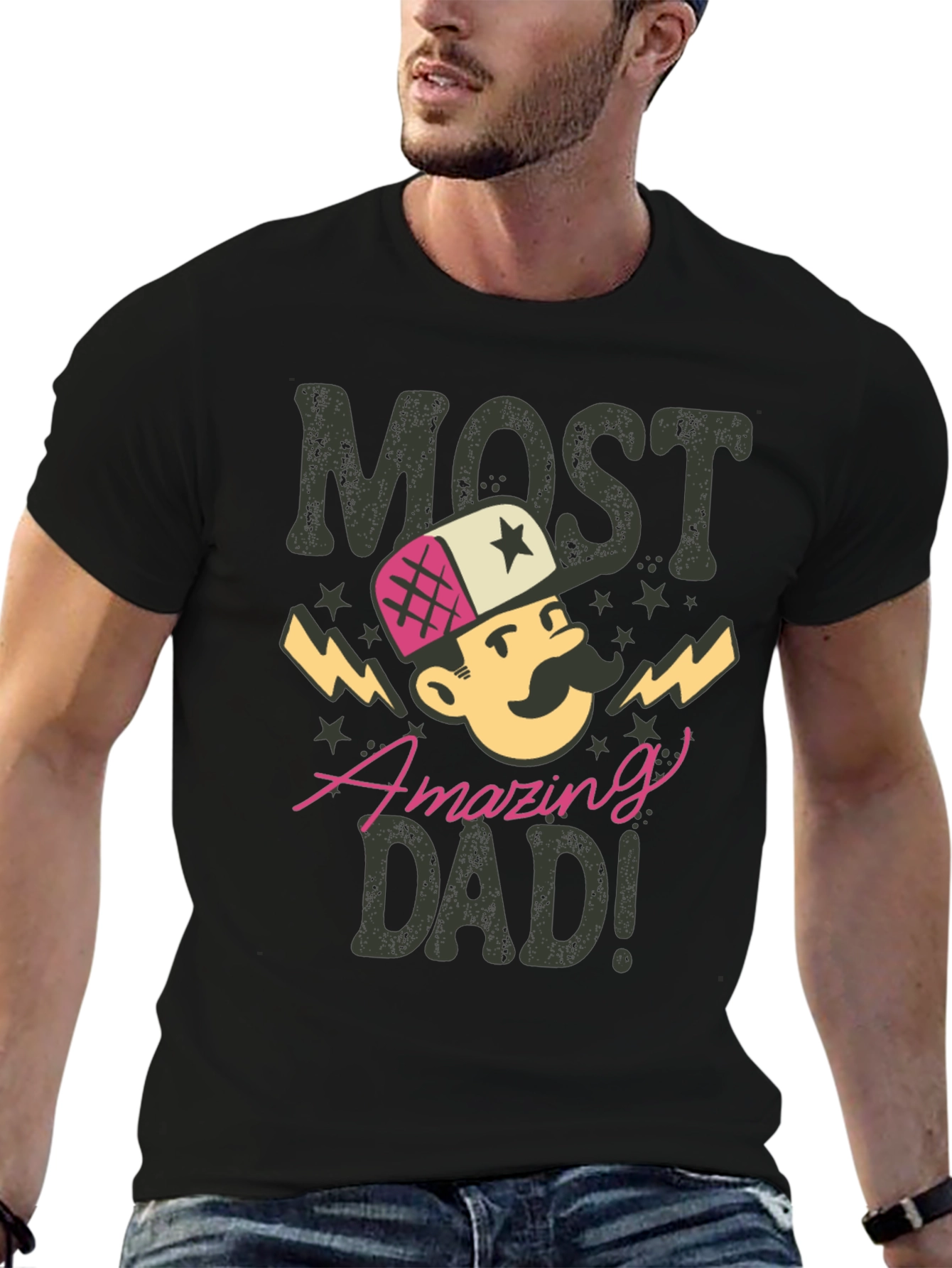 Black Most Amazing Dad T-Shirt - Novelty Gift for Father's Day! view 6