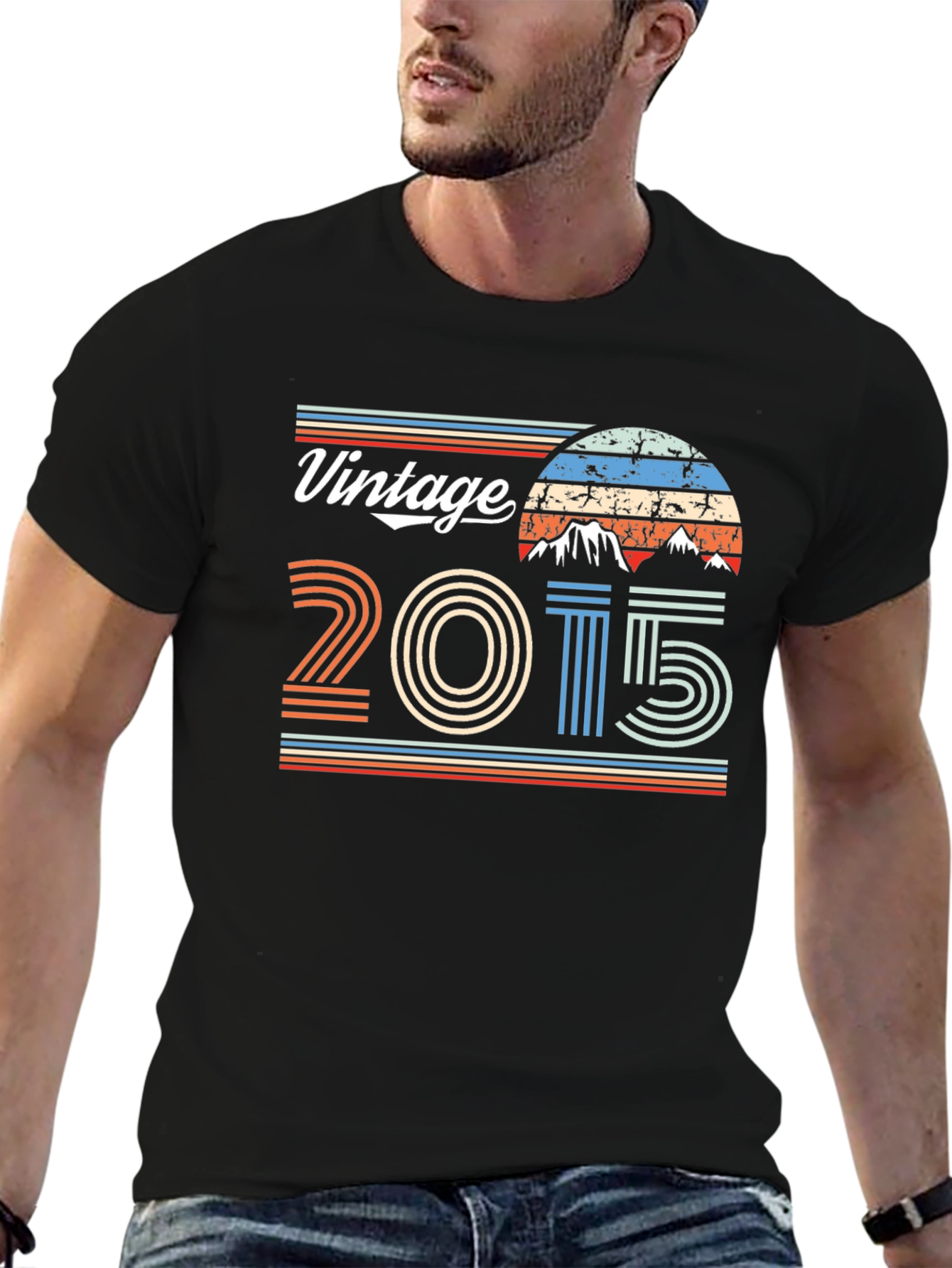 Black Vintage 2015 T-Shirt Retro Style view 6