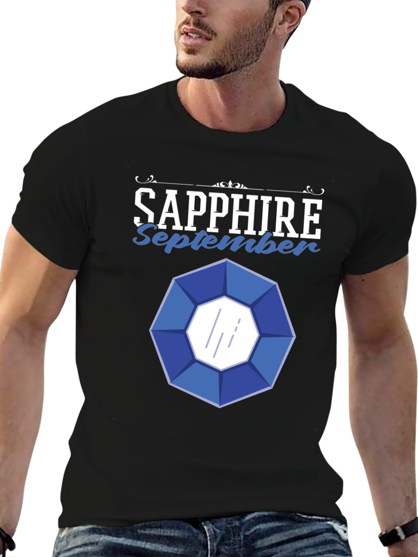Black Sapphire September Gemstone Graphic T-Shirt view 6