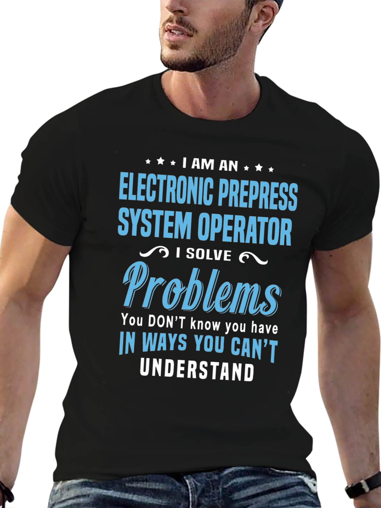 Black Electronic Prepress System Operator T-Shirt view 6