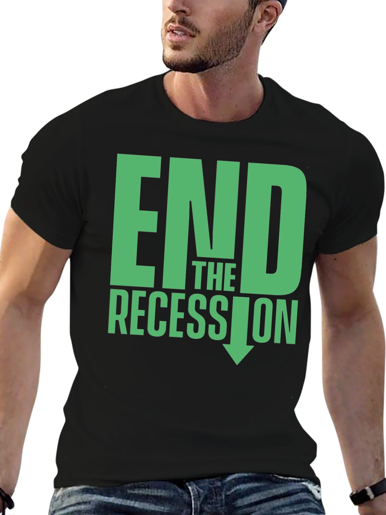 Black End the Recession Graphic T-Shirt view 6