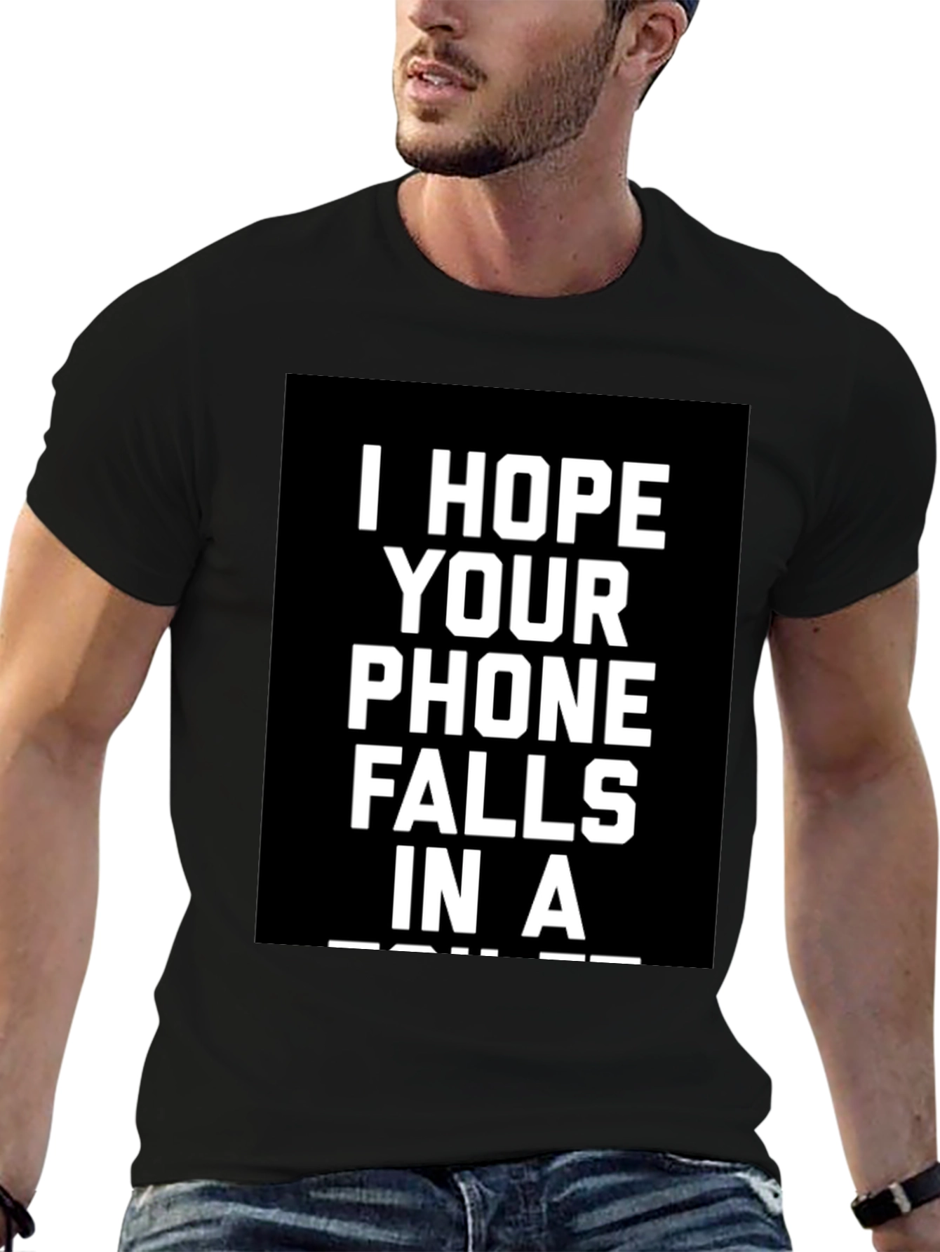 Black Humorous Phone Curse T-Shirt view 6