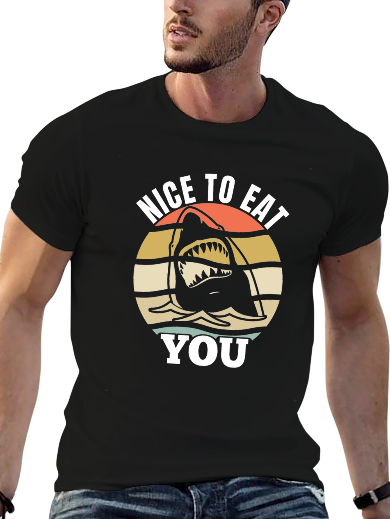 Black Nice to Eat You Shark Graphic Tee view 6