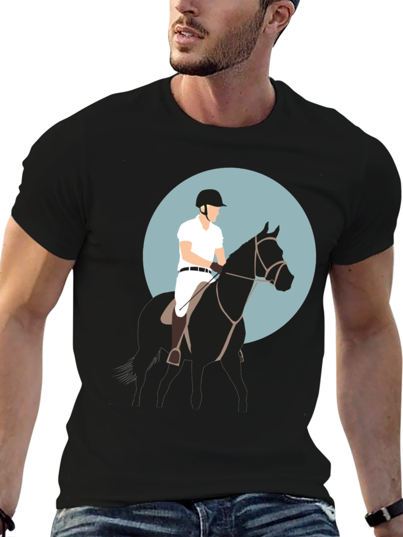 Black Equestrian Rider Graphic Tee - Black T-Shirt view 6