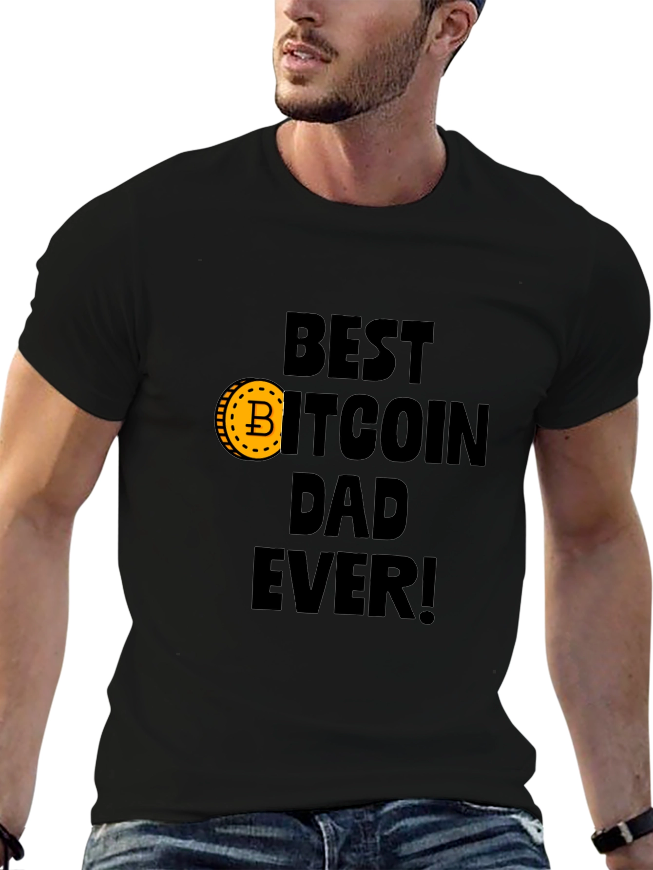 Black Best Bitcoin Dad Ever Black T-Shirt view 6