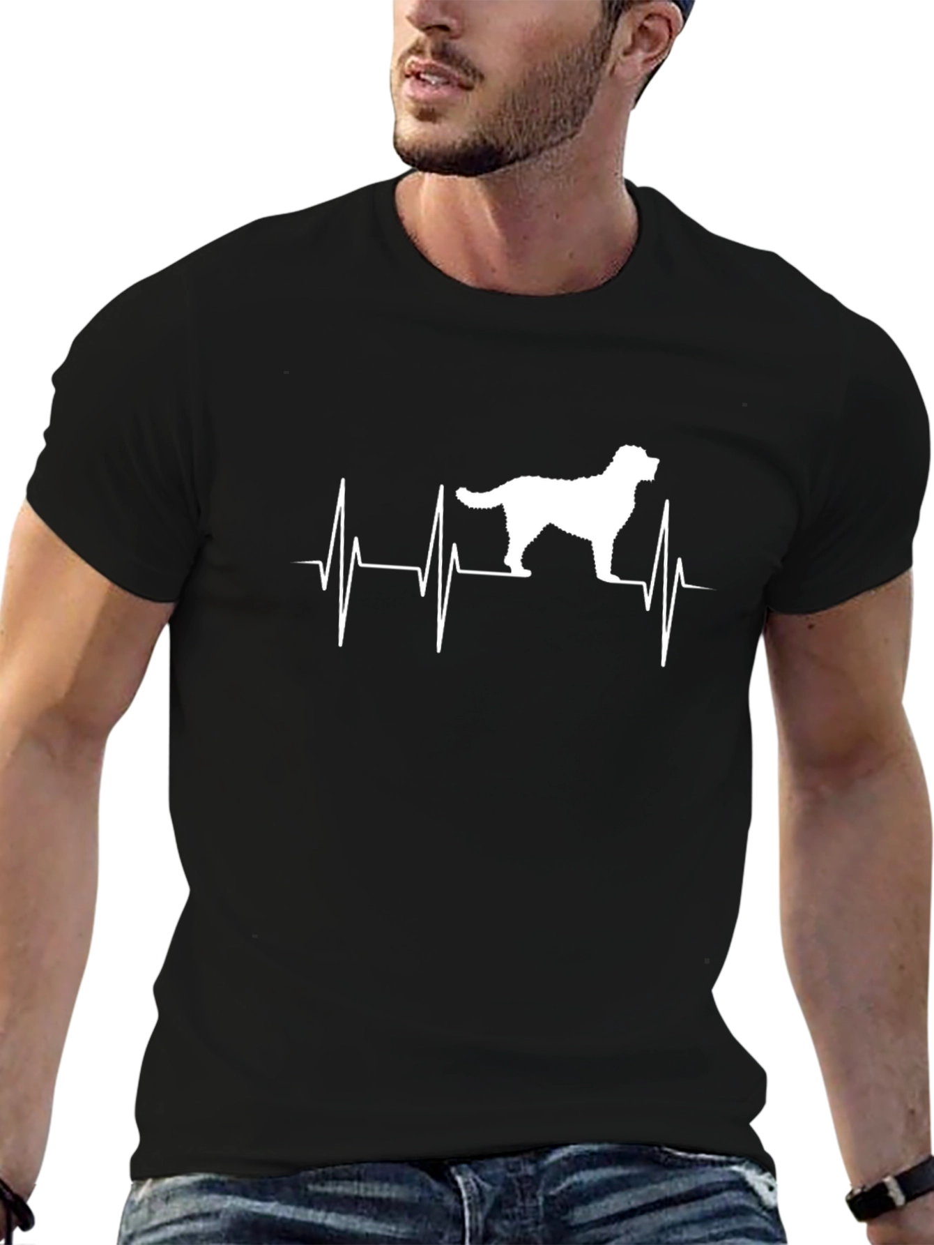 Black Dog Lover Heartbeat T-Shirt view 6