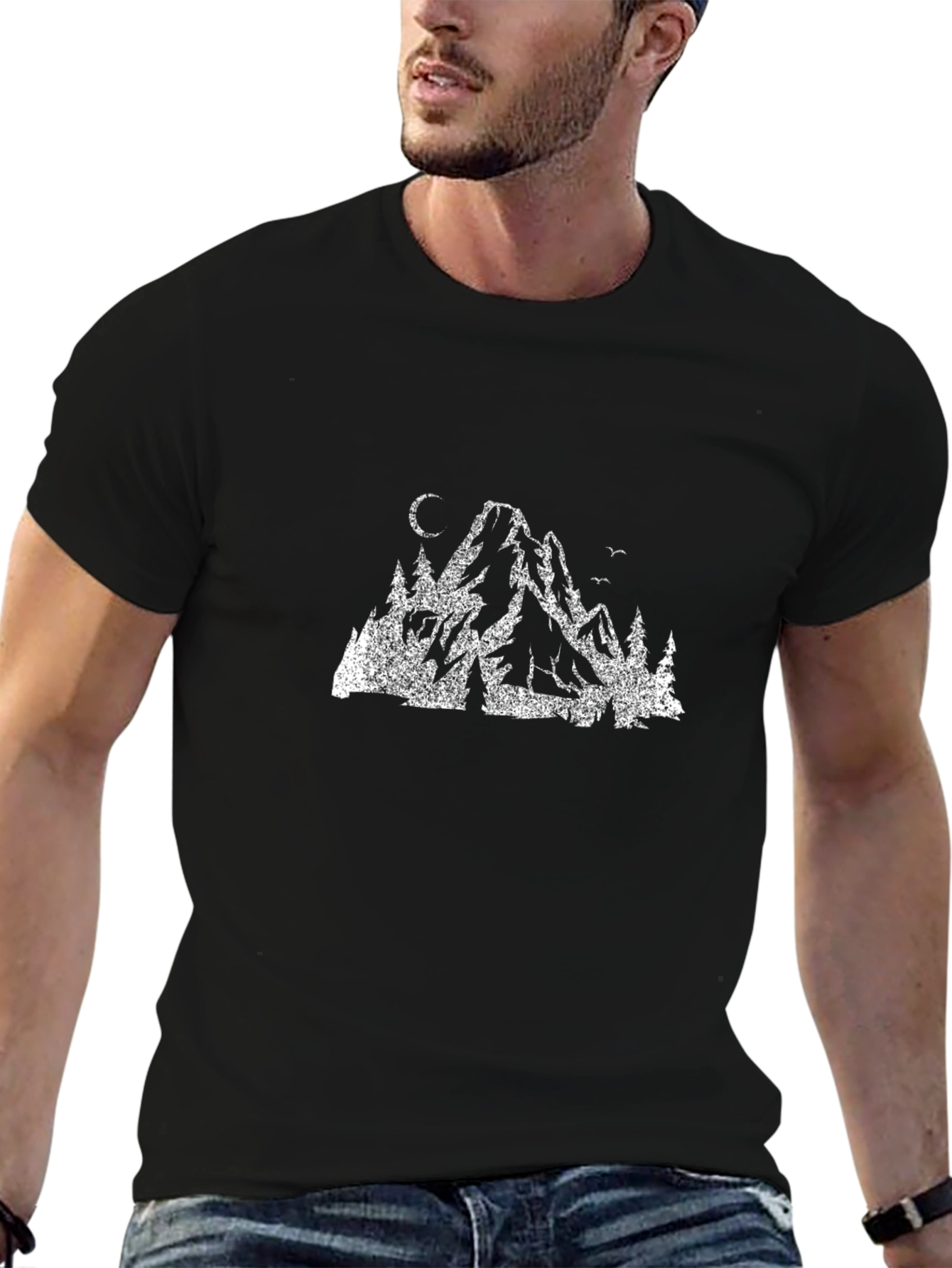 Black Mountain Peak Graphic T-Shirt - Black view 6