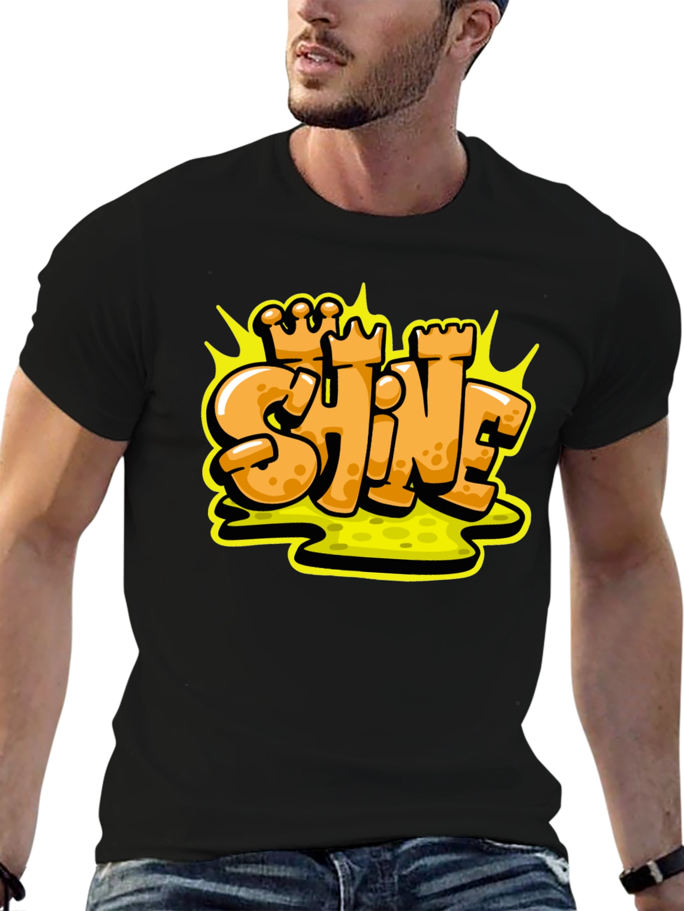 Black Shine Graffiti Style Black T-Shirt view 6