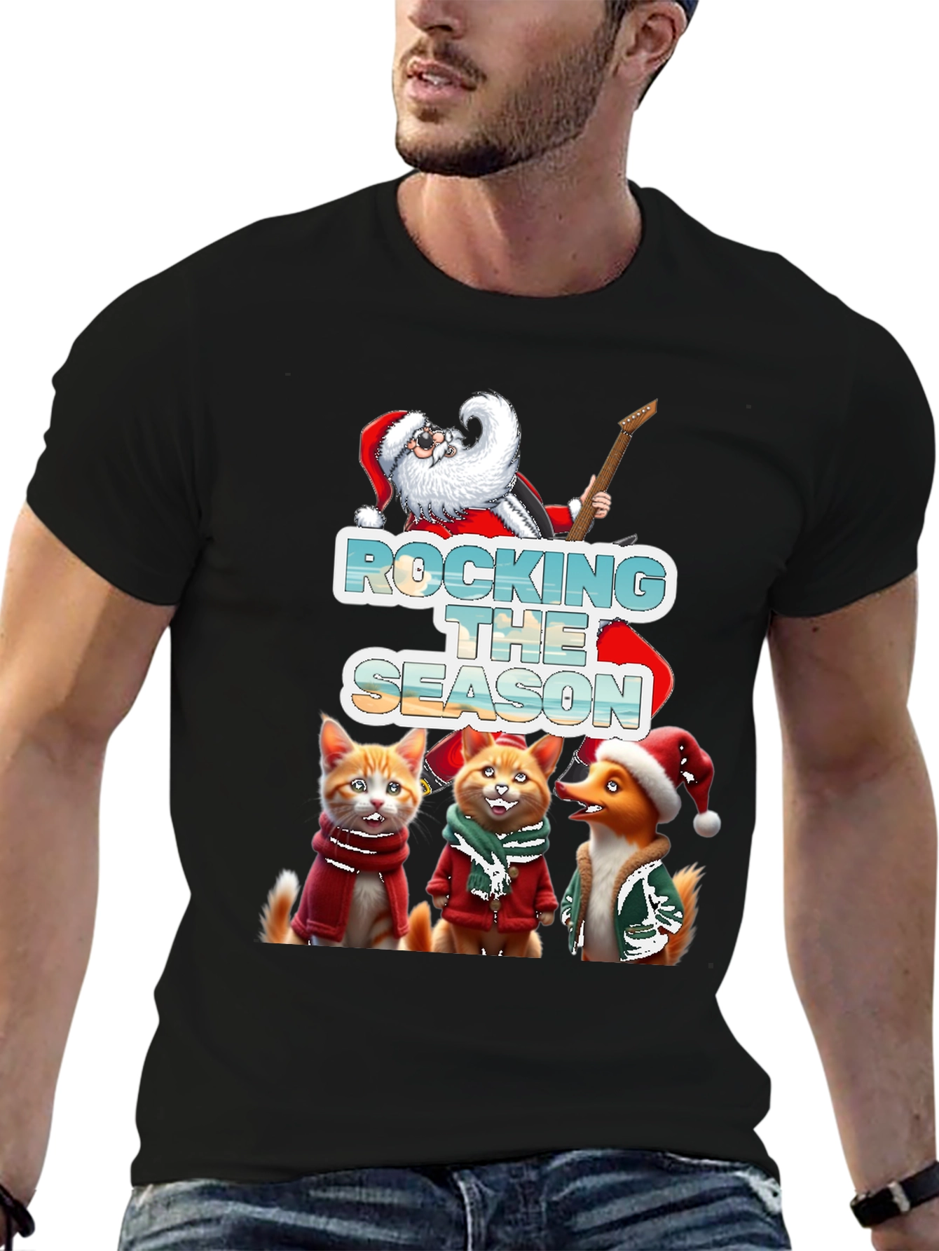 Black Rocking the Season Holiday Tee view 6