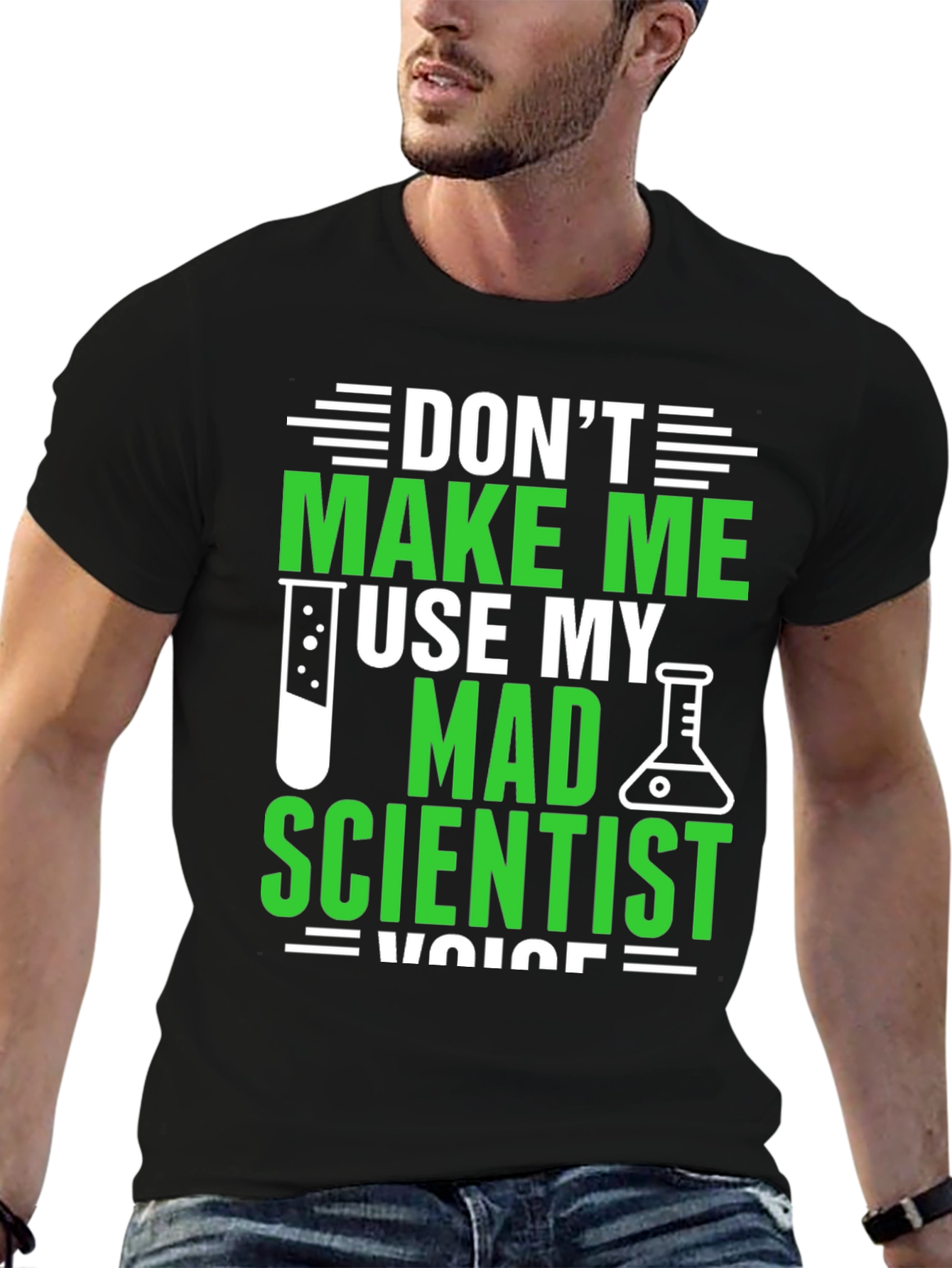 Black Mad Scientist Voice T-Shirt - Funny Science Tee view 6