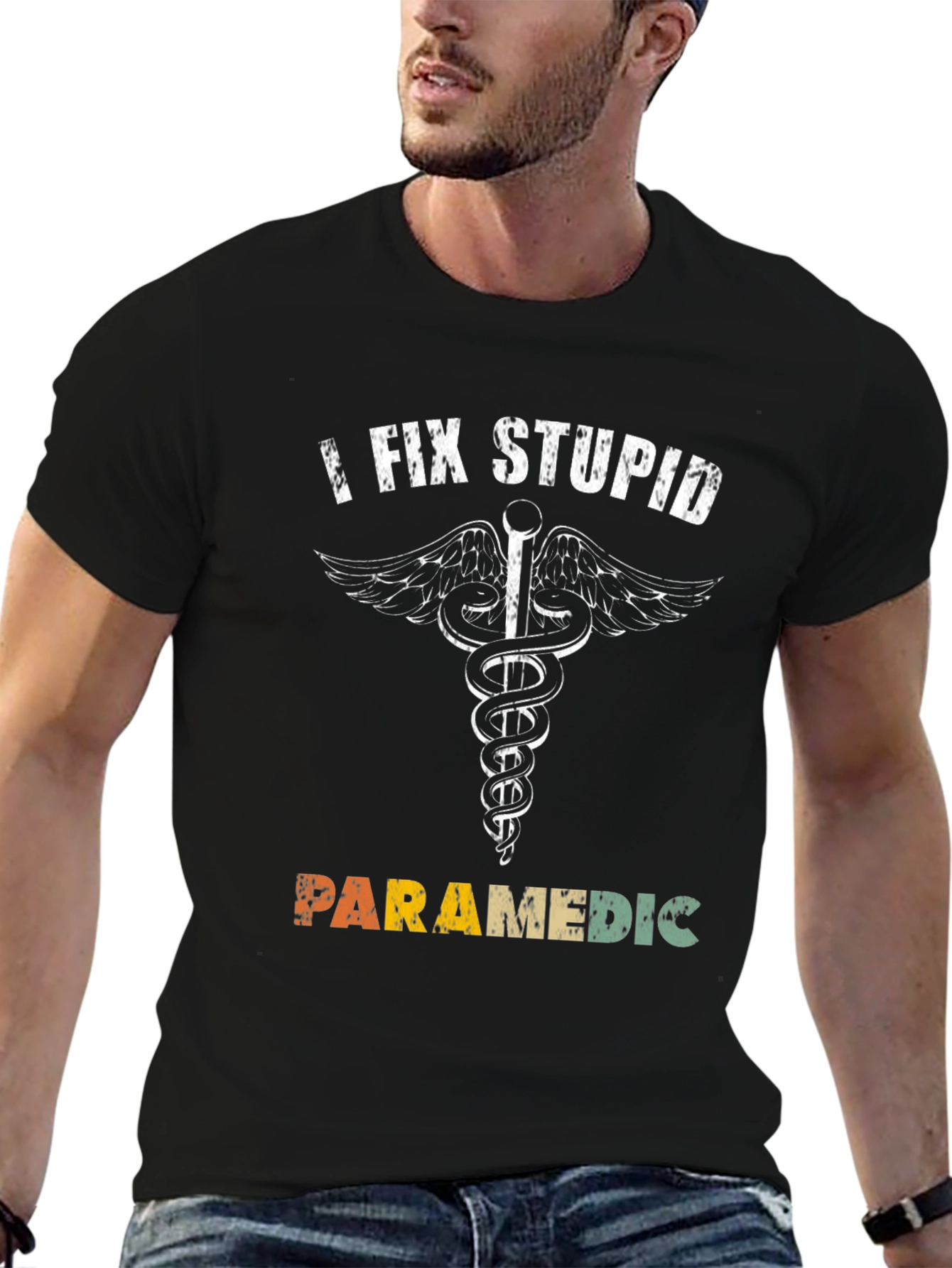 Black I Fix Stupid Paramedic T-Shirt view 6