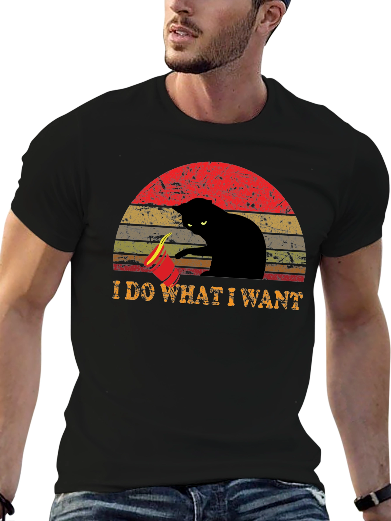 Black I Do What I Want Cat T-Shirt view 6