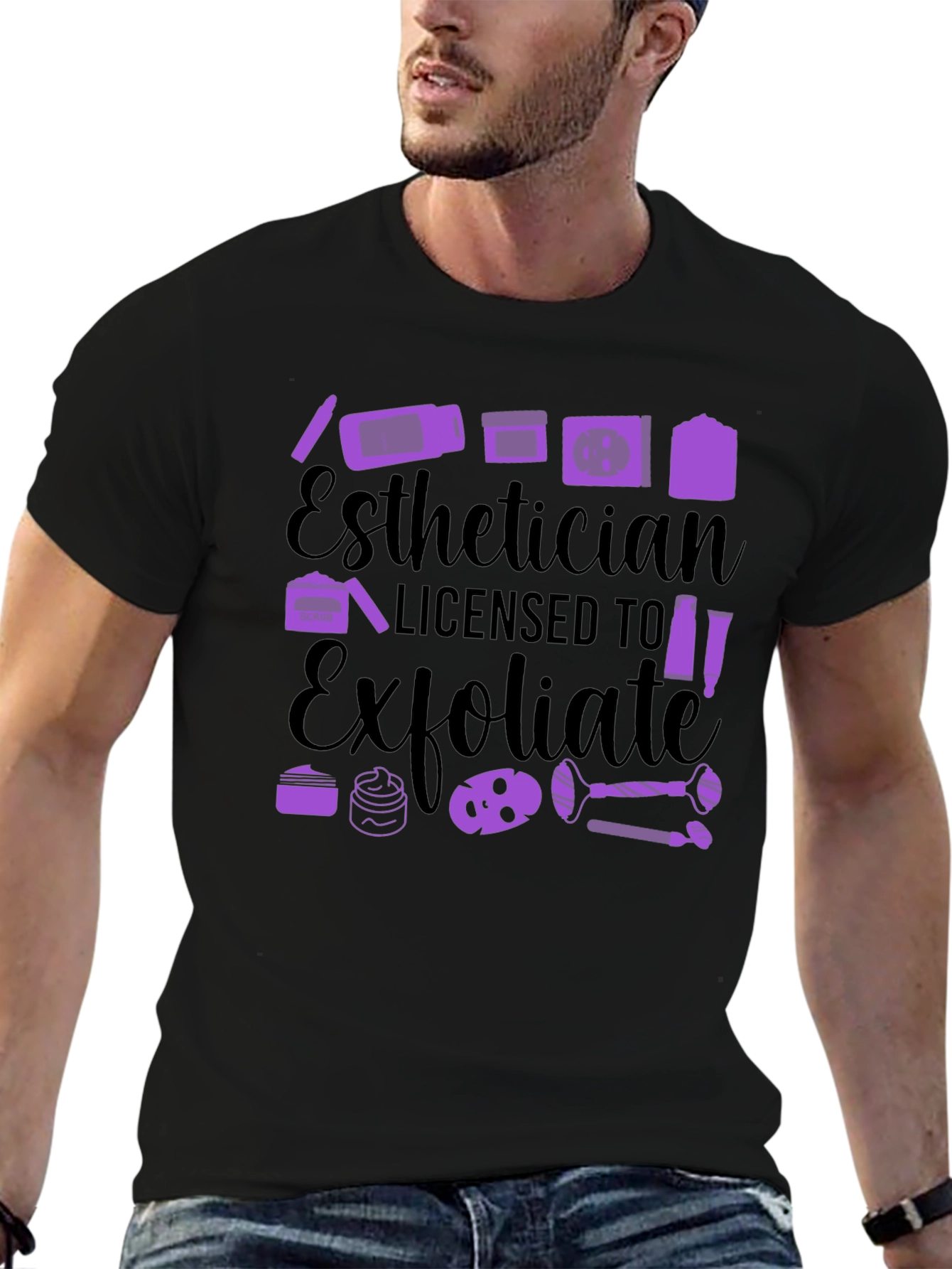 Black Esthetician Licensed to Exfoliate T-Shirt view 6
