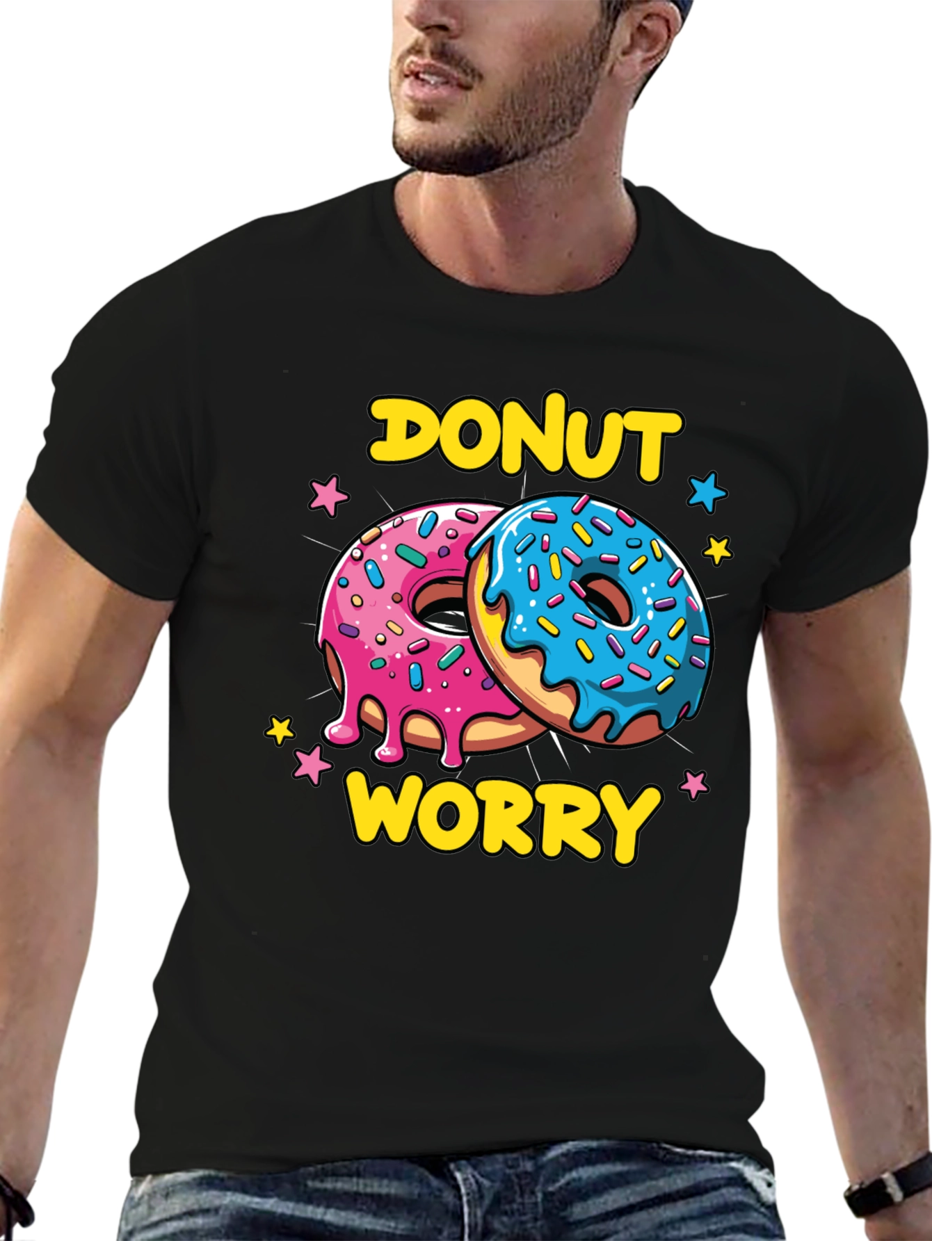 Black Donut Worry Graphic Tee - Comfort and Style view 6