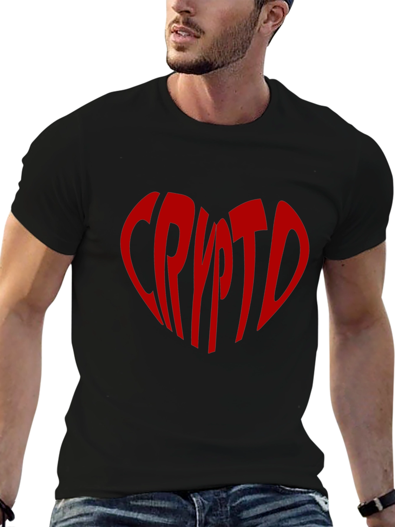 Black Crypto Heart Tee - Black T-Shirt view 6