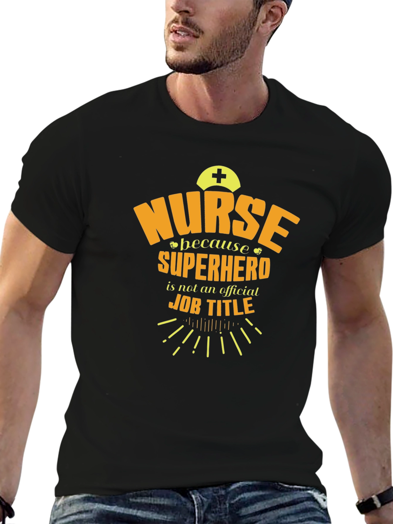 Black Nurse Superhero Job Title T-Shirt view 6