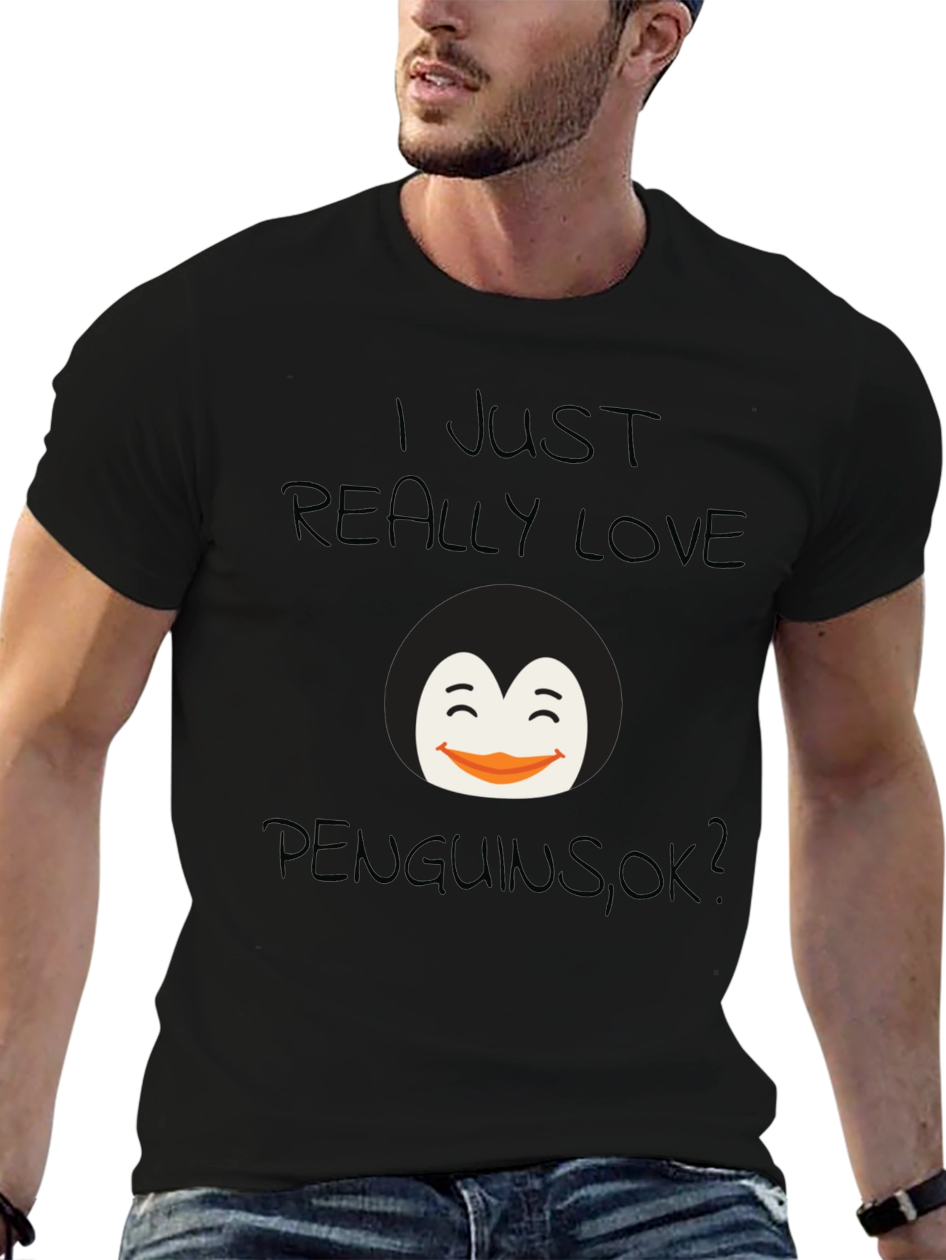 Black Penguin Lover's Black T-Shirt view 6