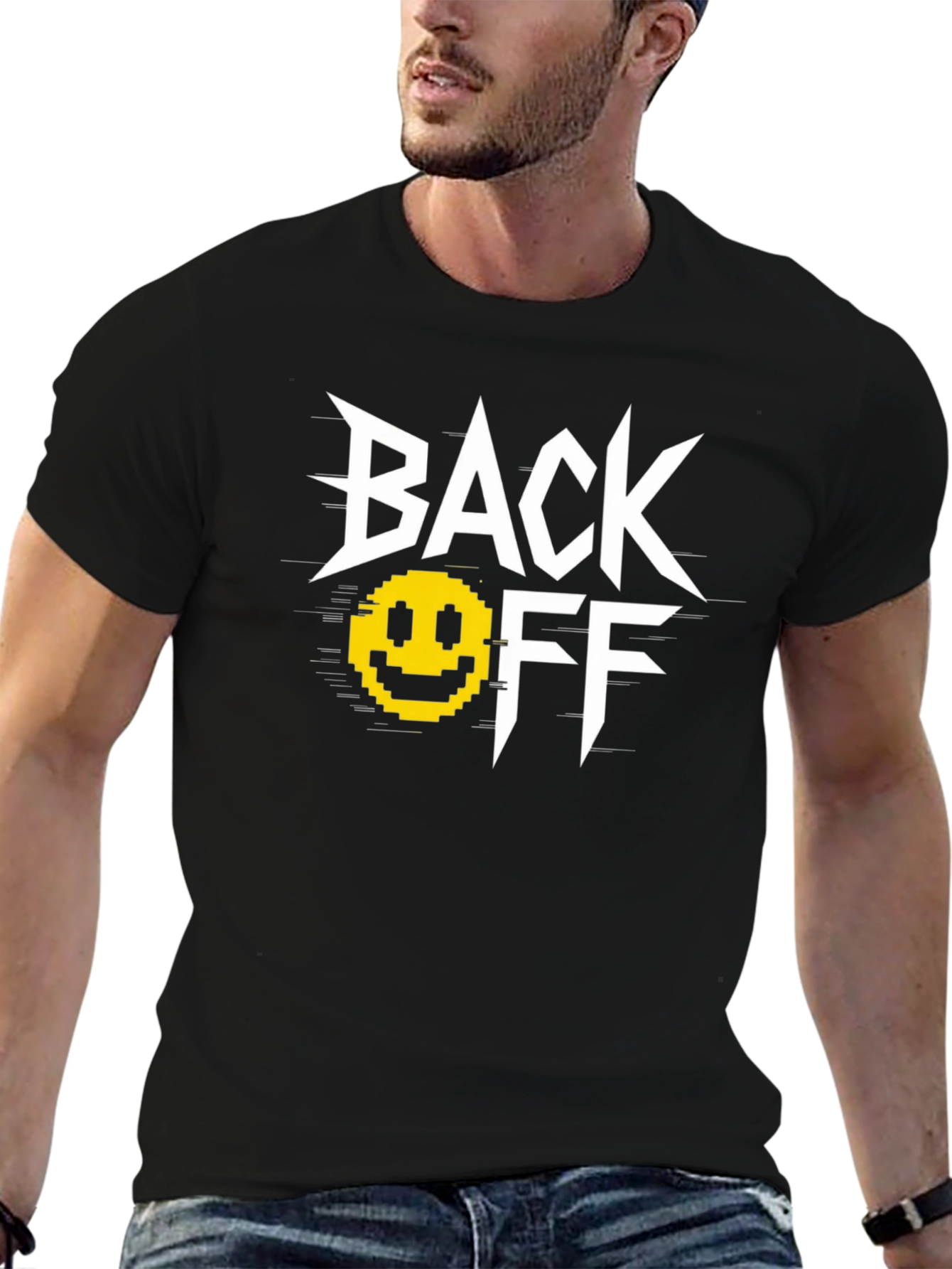 Black Back Off Graphic T-Shirt - Black Cotton Tee view 6