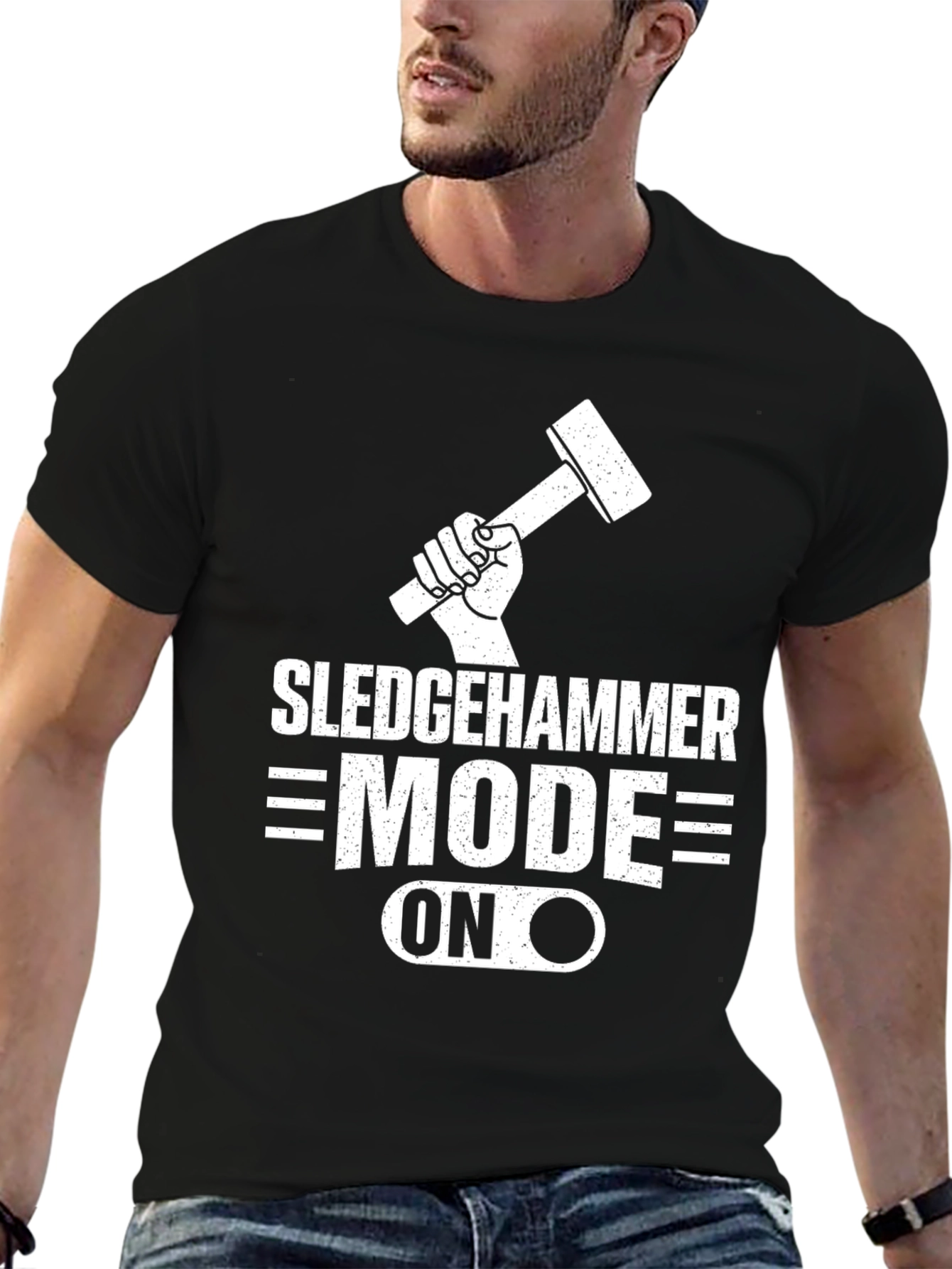 Black Sledgehammer Mode ON Black T-Shirt view 6