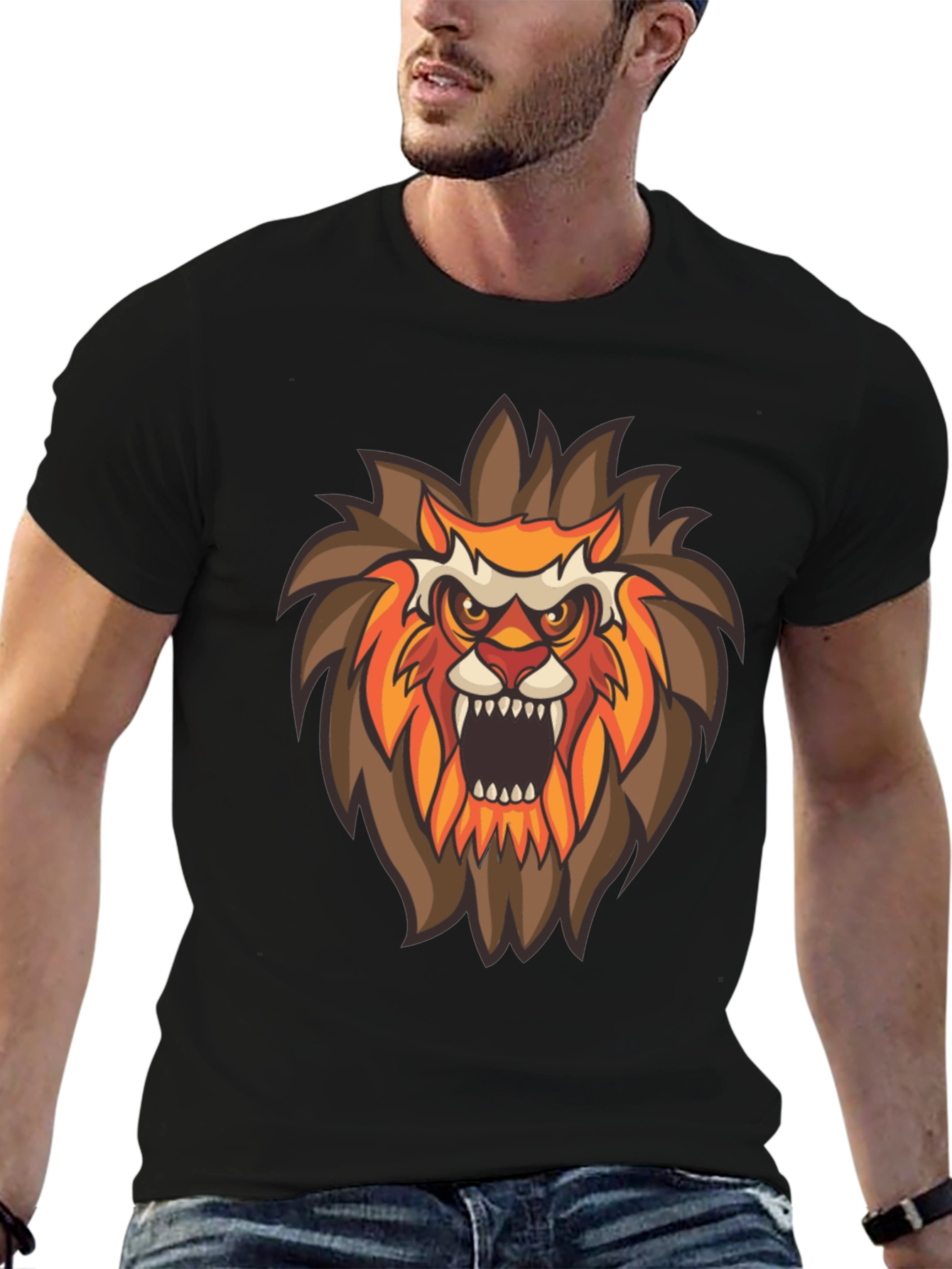 Black Lion Graphic T-Shirt - Fierce Animal Tee view 6