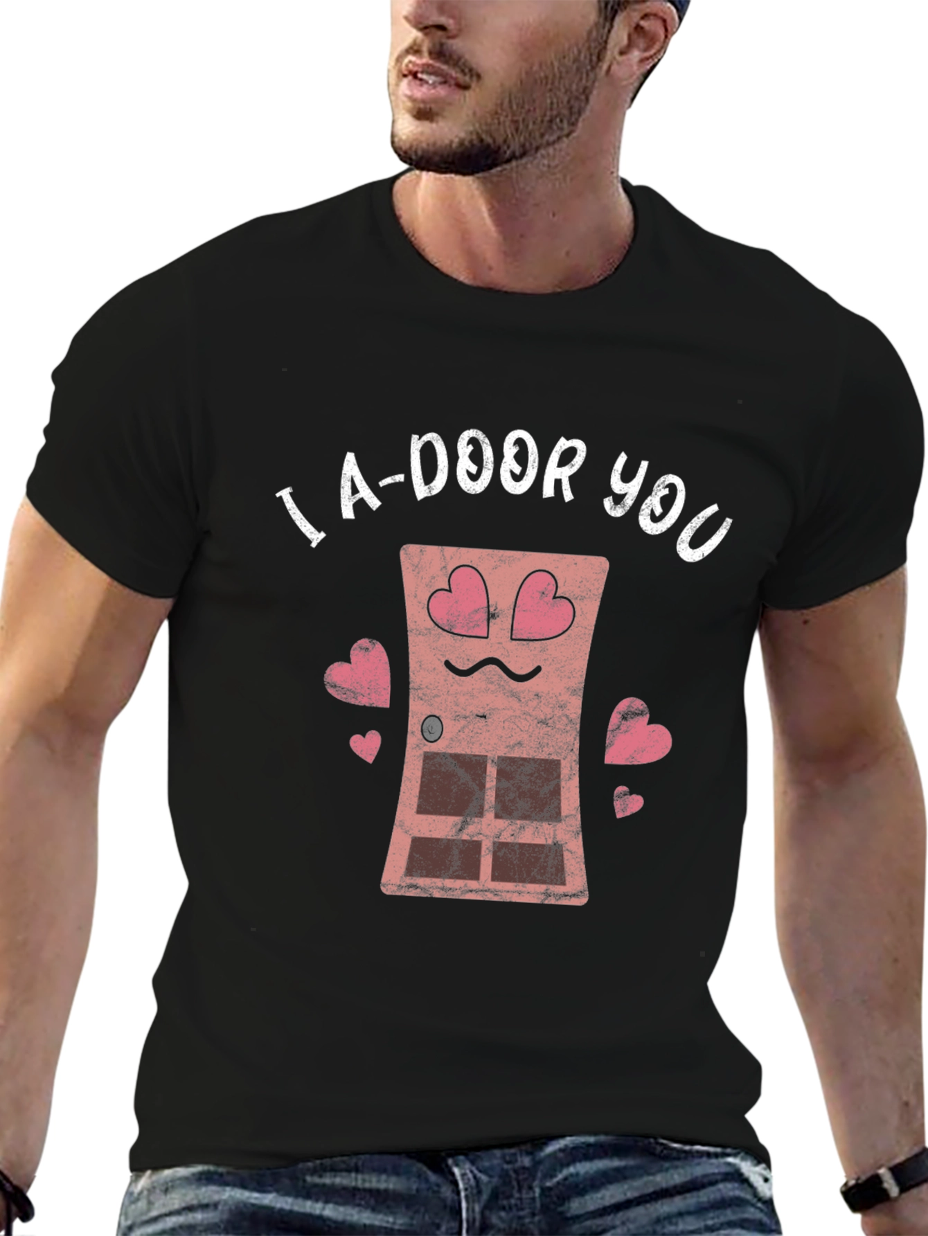 Black I A-Door You T-Shirt - Funny Valentine's Day Tee view 6