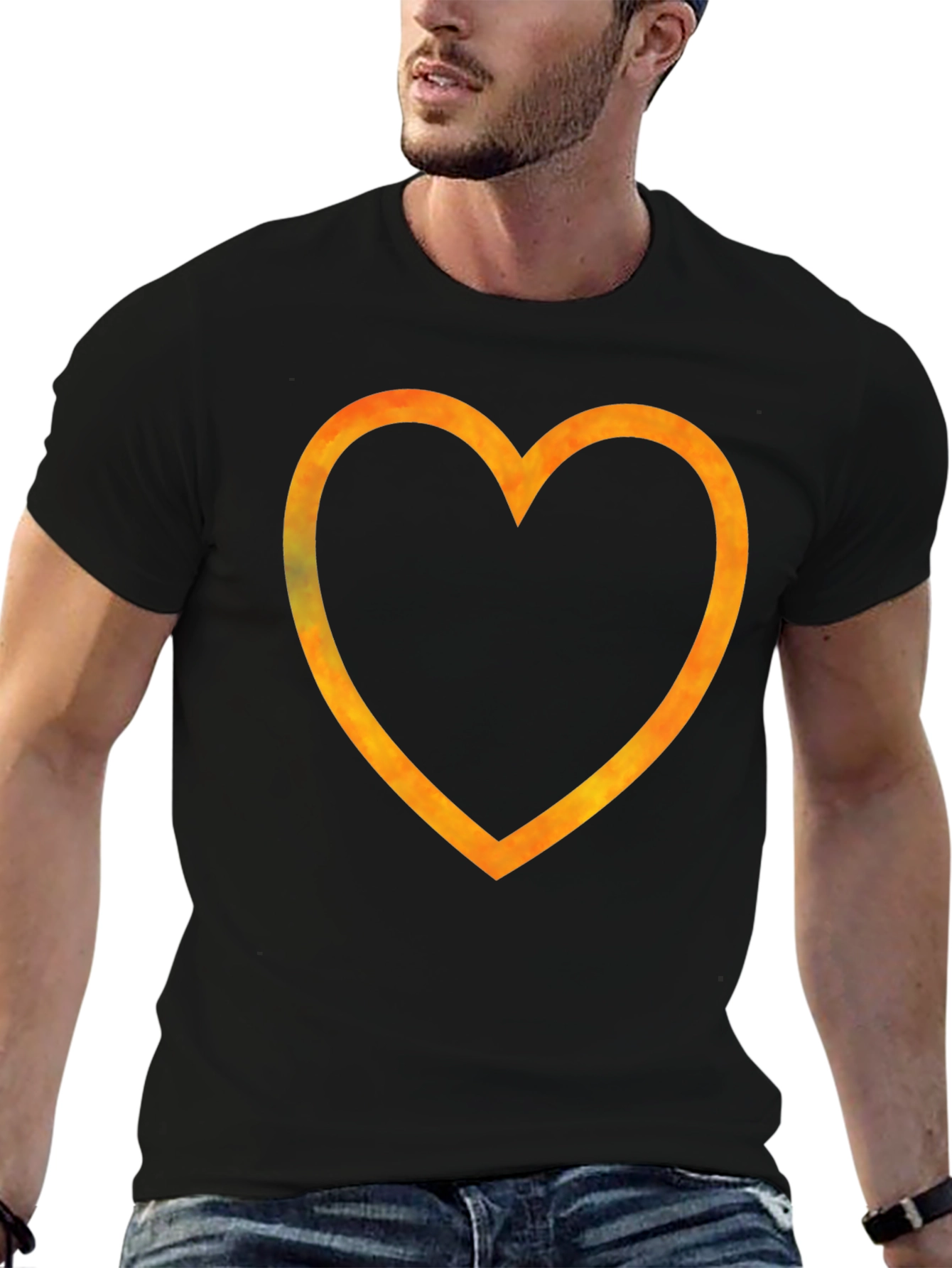 Black Heart Outline Graphic Tee - Trendy Style view 6