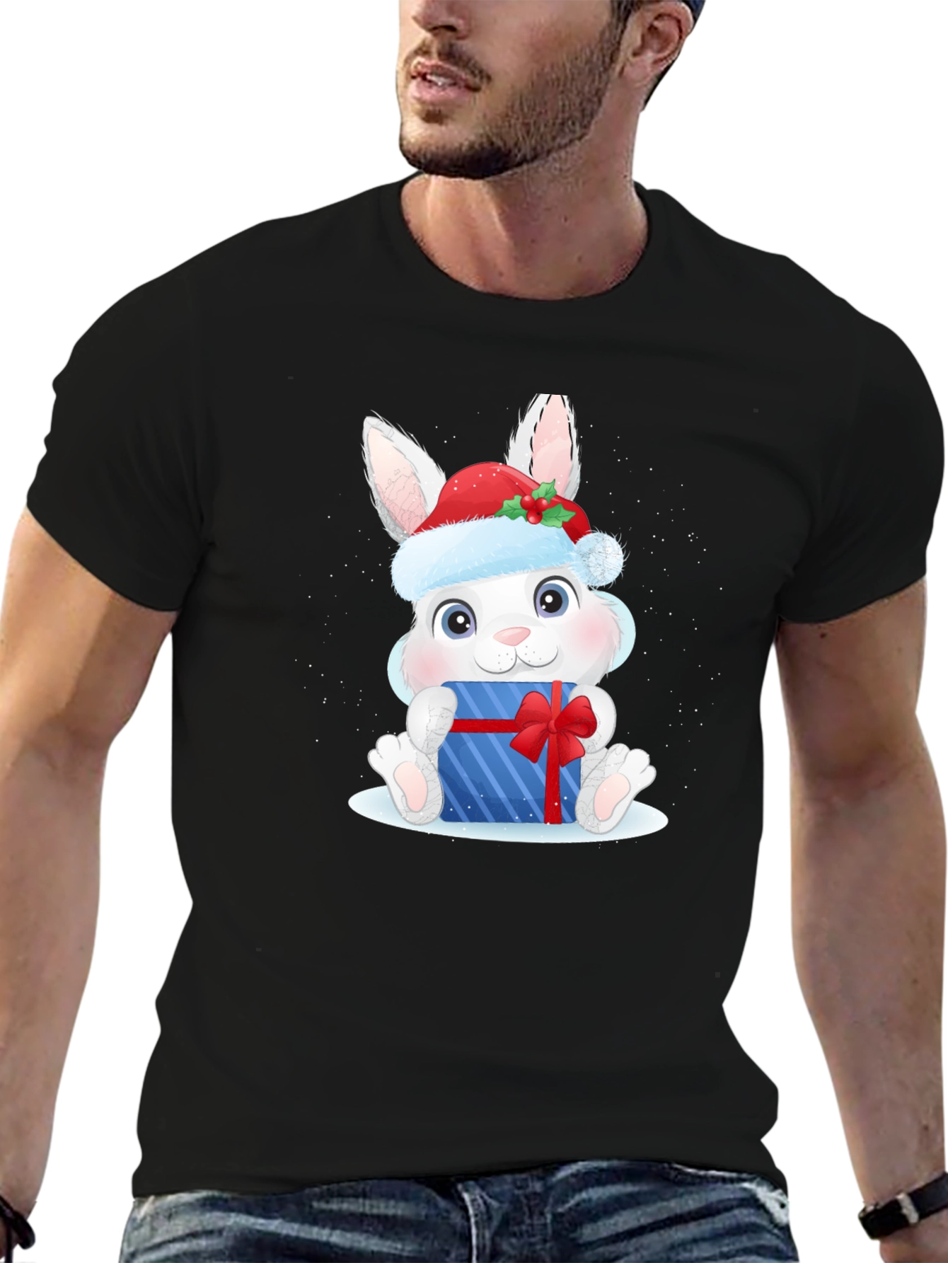 Black Festive Bunny T-Shirt view 6