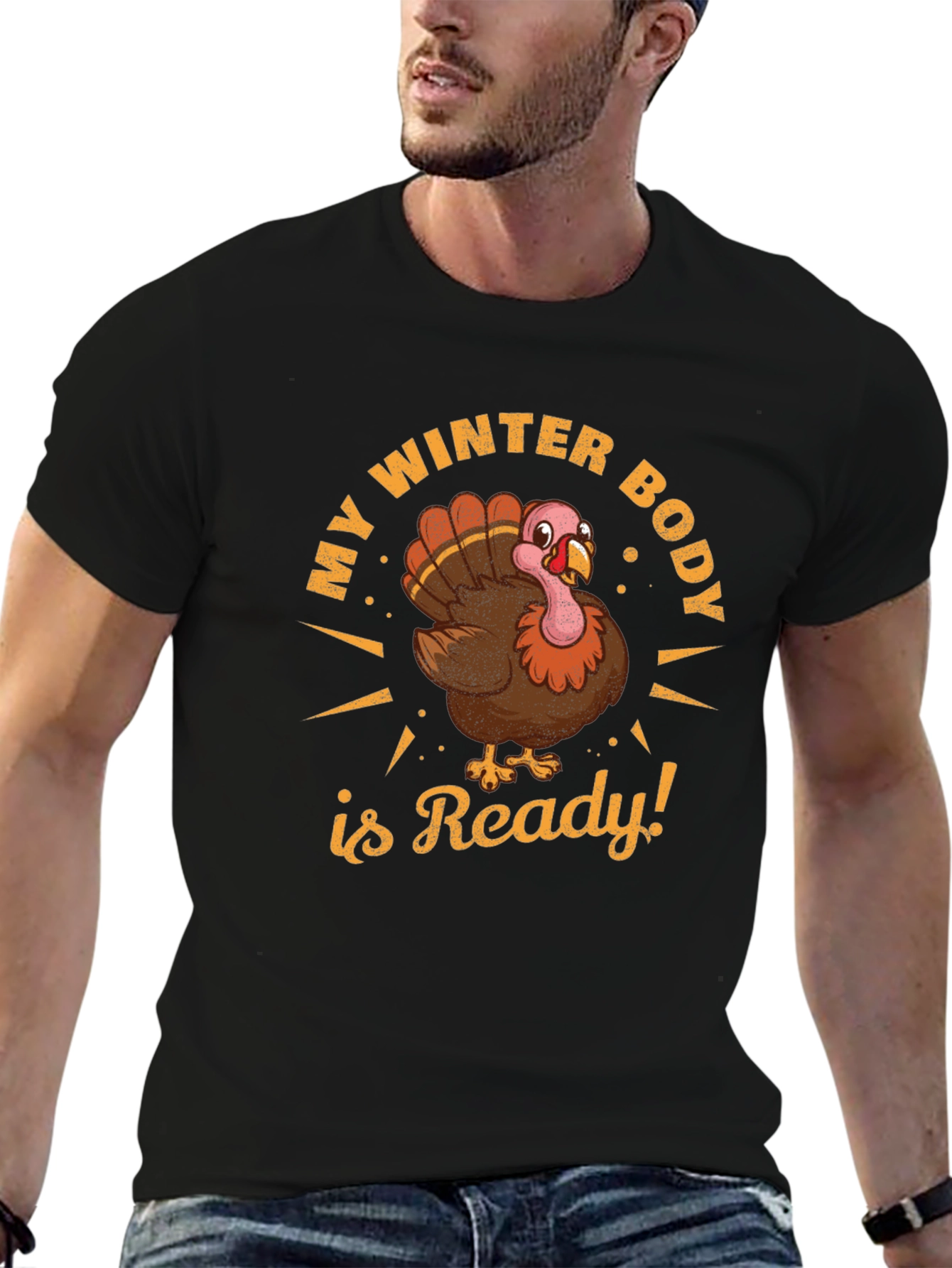 Black My Winter Body Is Ready Turkey T-Shirt view 6