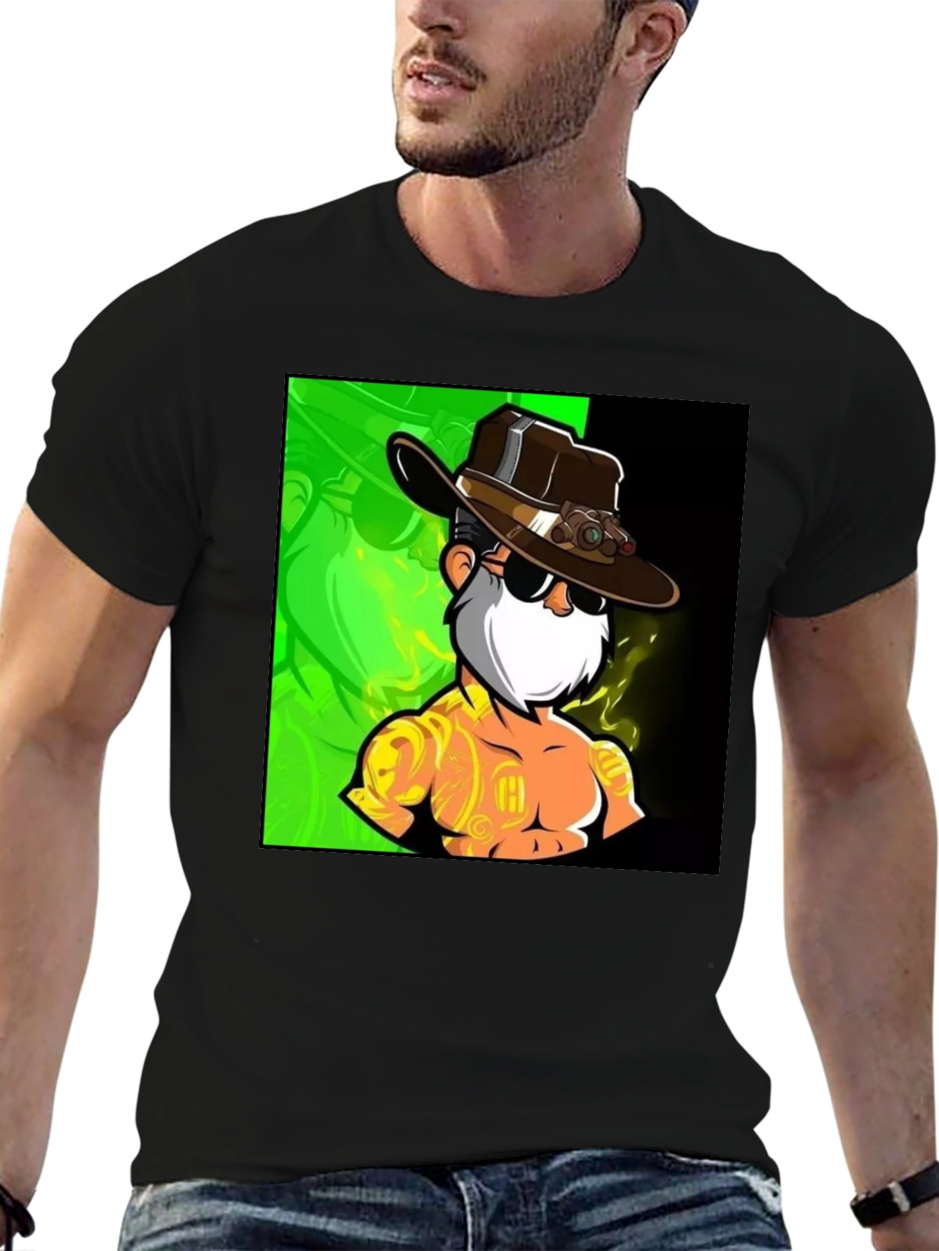 Black Cartoon Character Black T-Shirt view 6