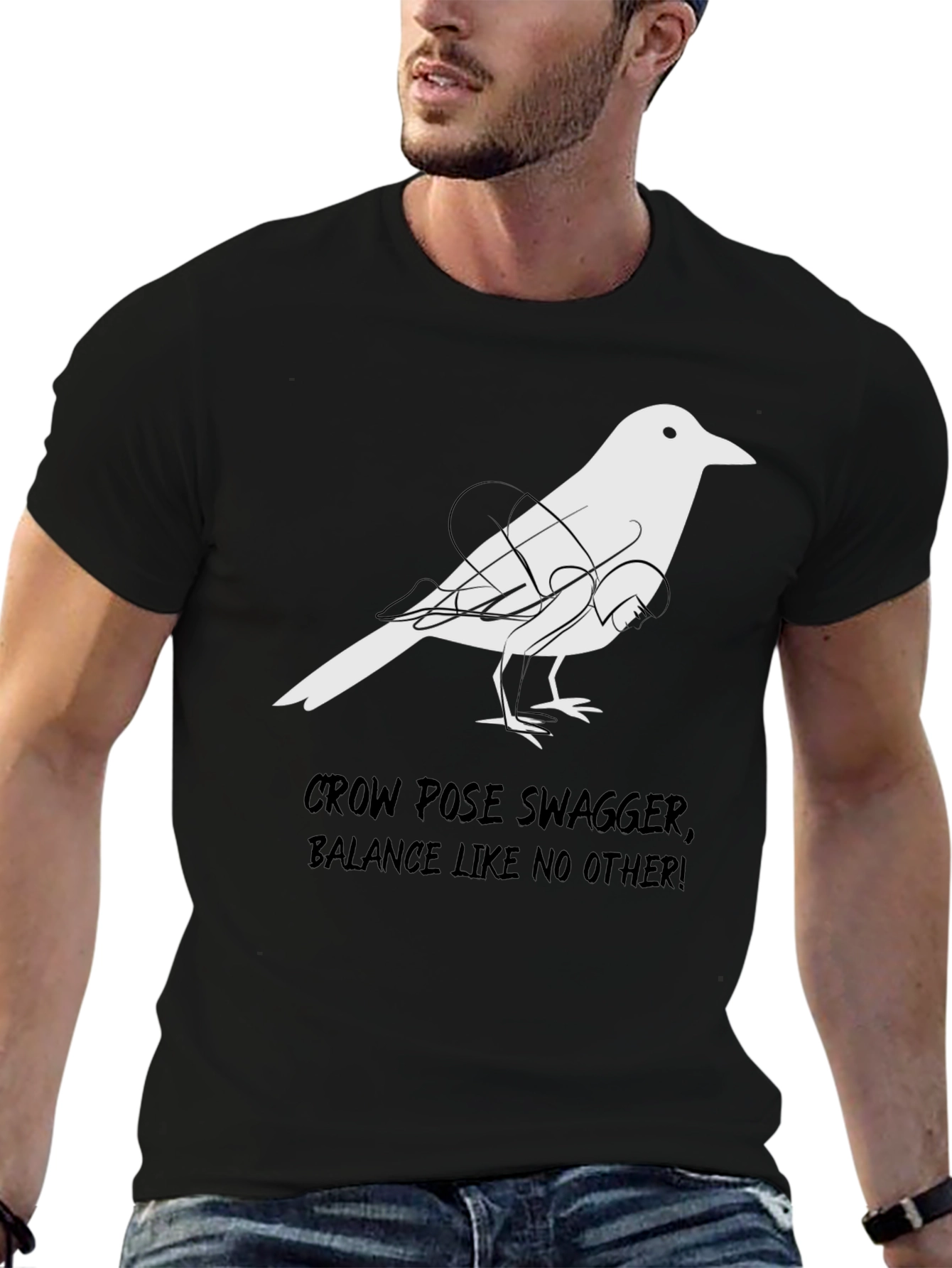 Black Crow Pose Swagger T-Shirt - Balance Like No Other view 6