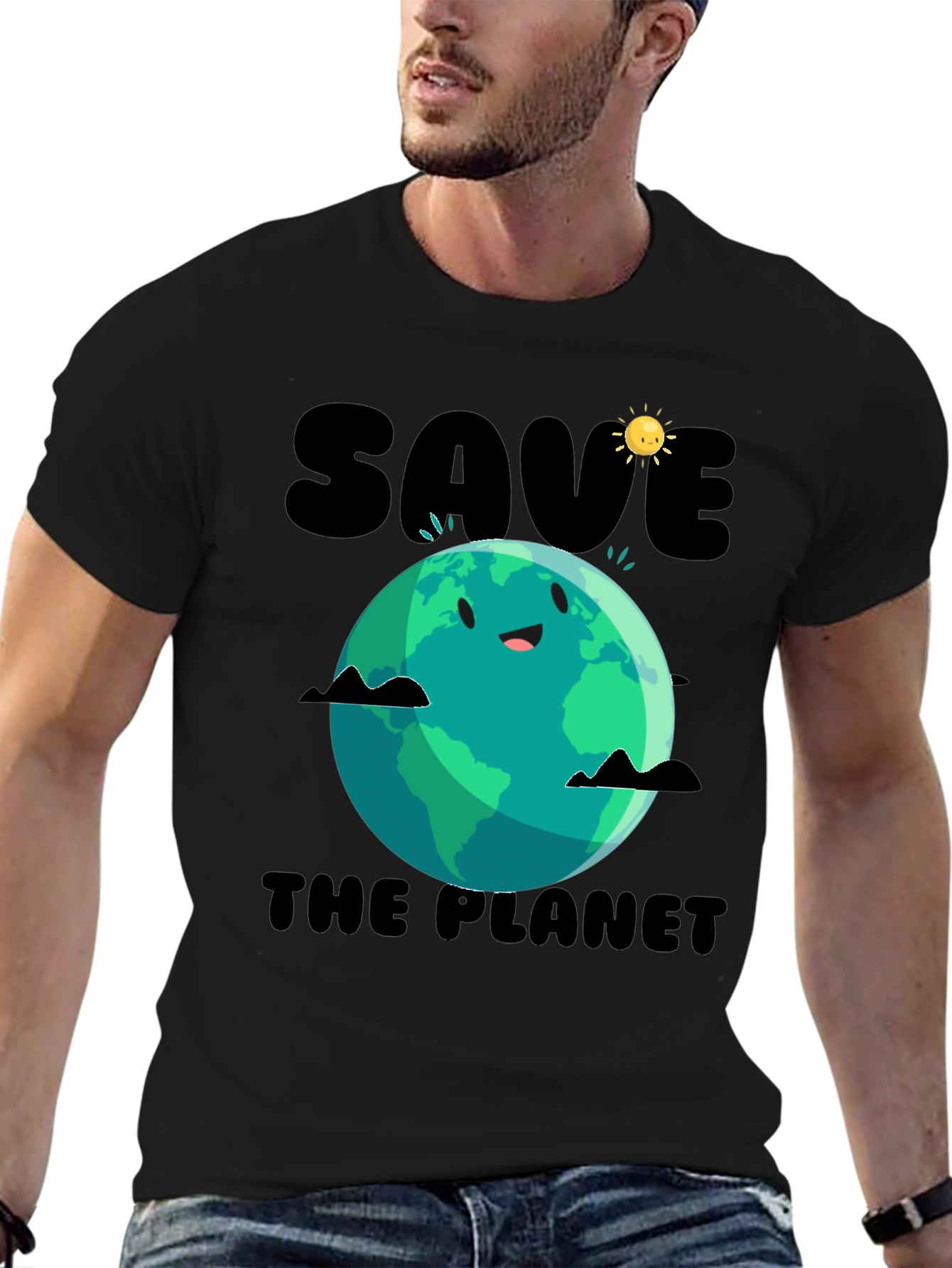Black Save the Planet Graphic Tee - Earth Day view 6