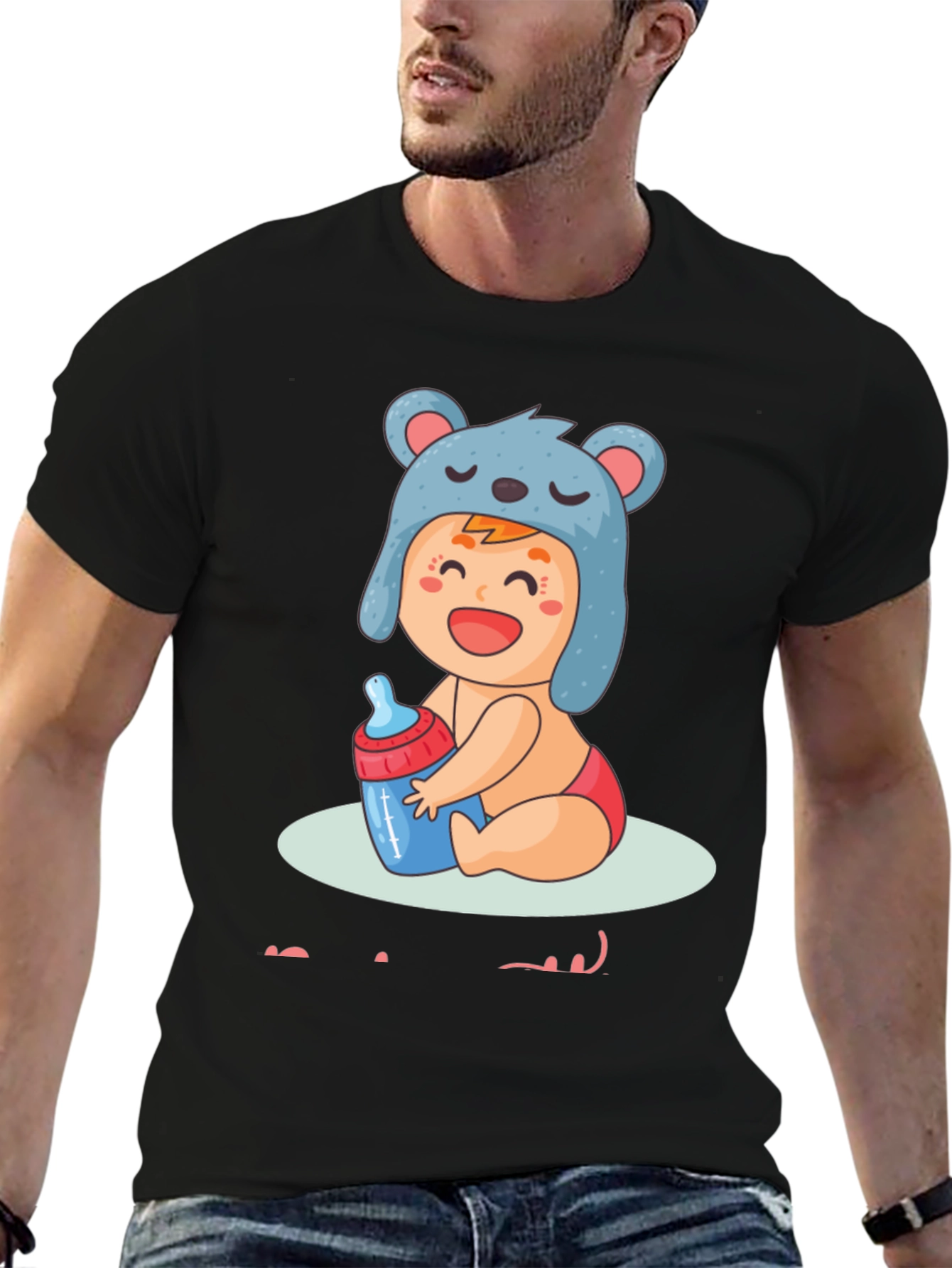 Black Cute Baby Graphic T-Shirt - Soft Cotton Tee view 6