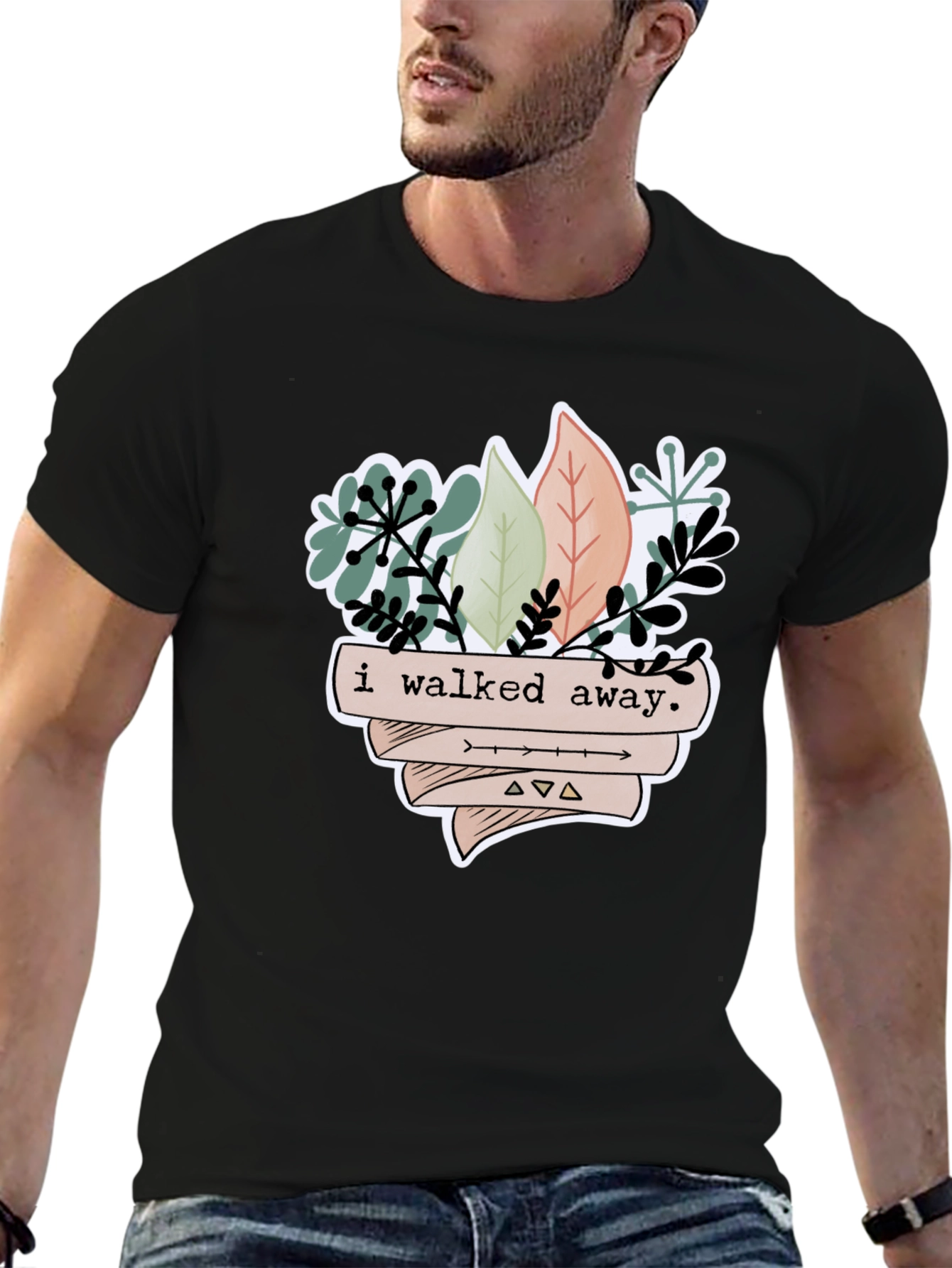 Black I Walked Away Plant Graphic Tee - Unisex view 6