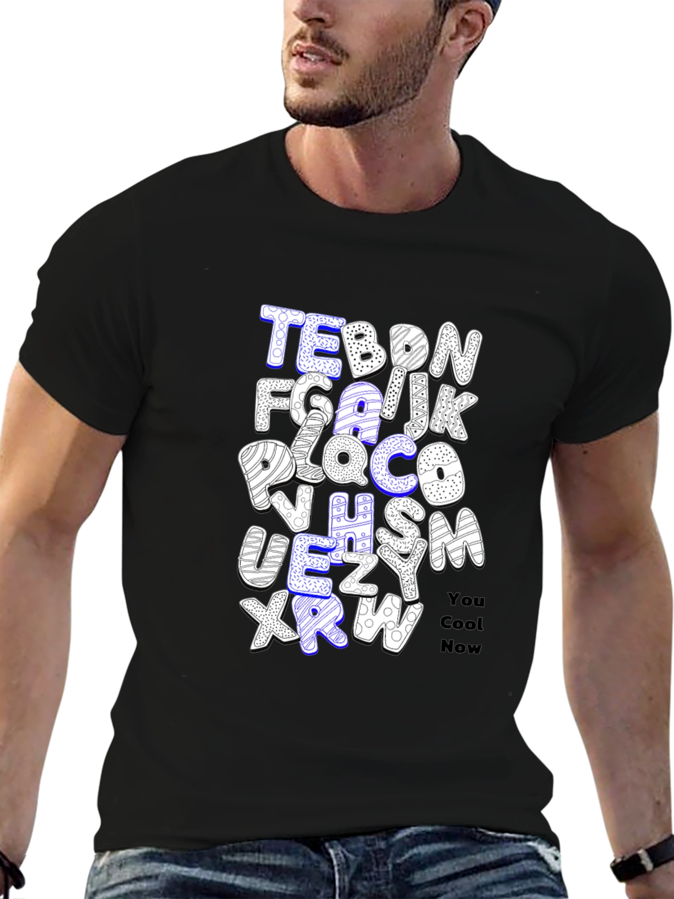 Black Alphabet Letter T-Shirt - You Cool Now view 6