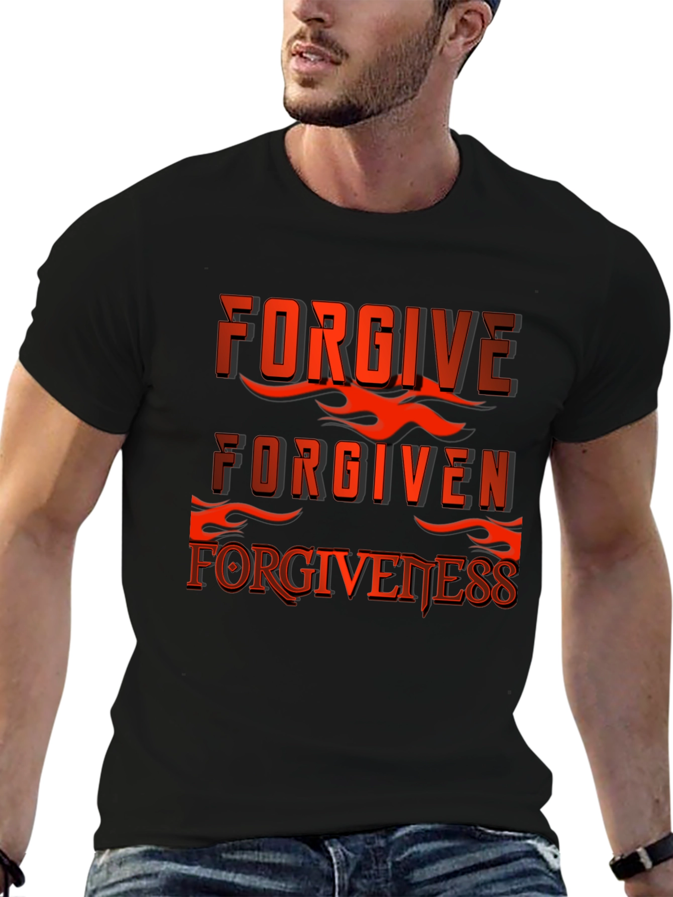 Black Forgive Forgiven Forgiveness Graphic T-Shirt view 6