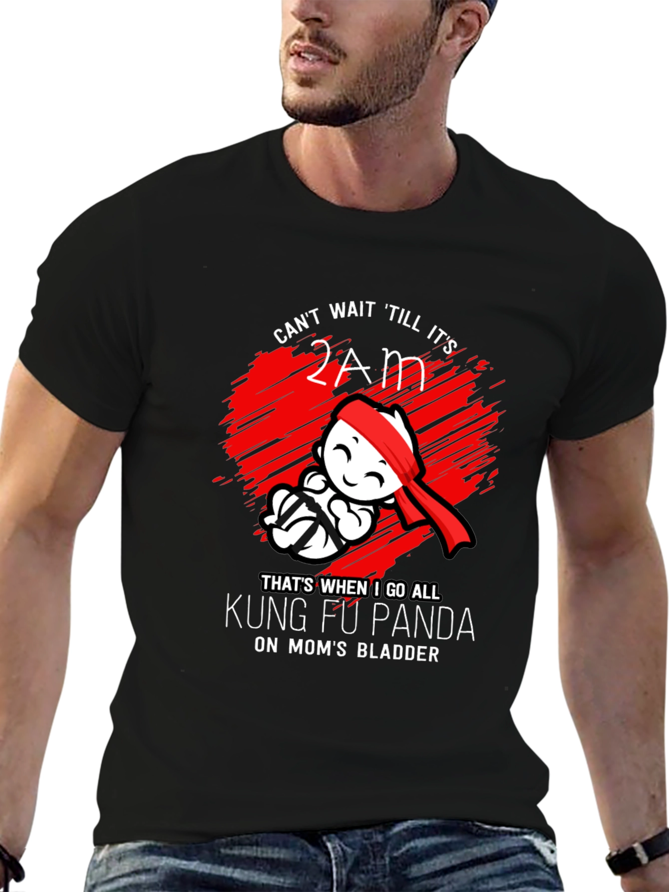 Black Kung Fu Panda Mom's Bladder Funny T-Shirt view 6
