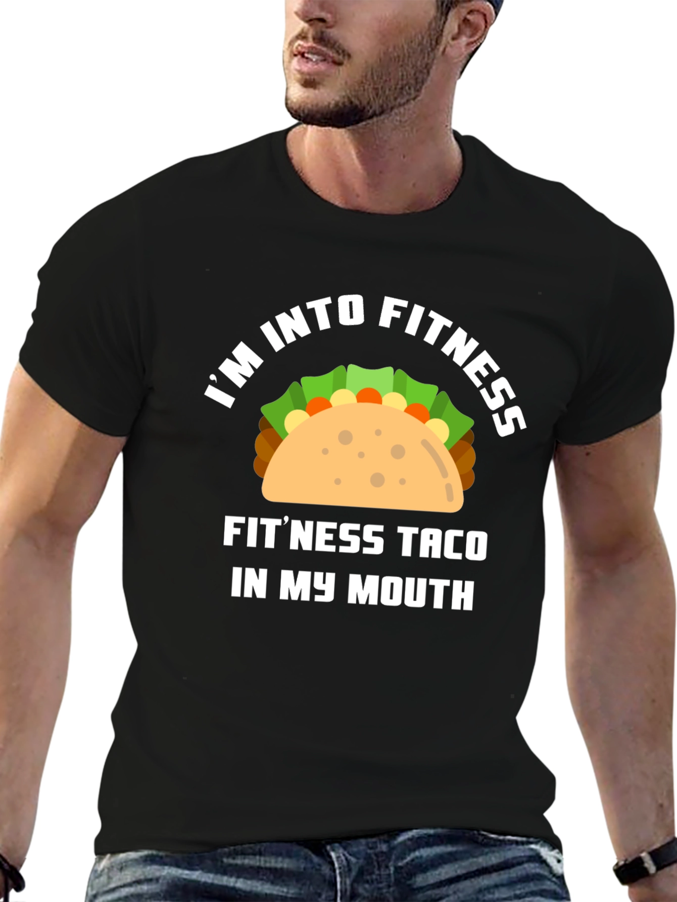 Black Fitness Taco Graphic Tee - Funny Workout Shirt view 6