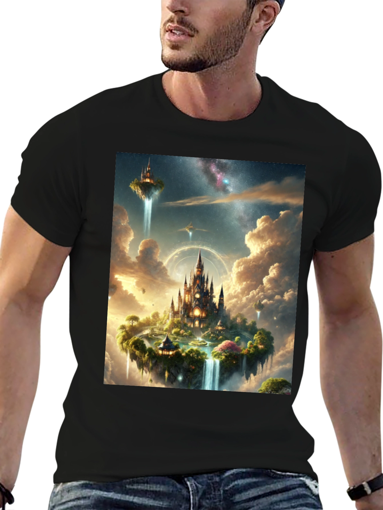 Black Fantasy Island Graphic Tee - Black Cotton Shirt view 6