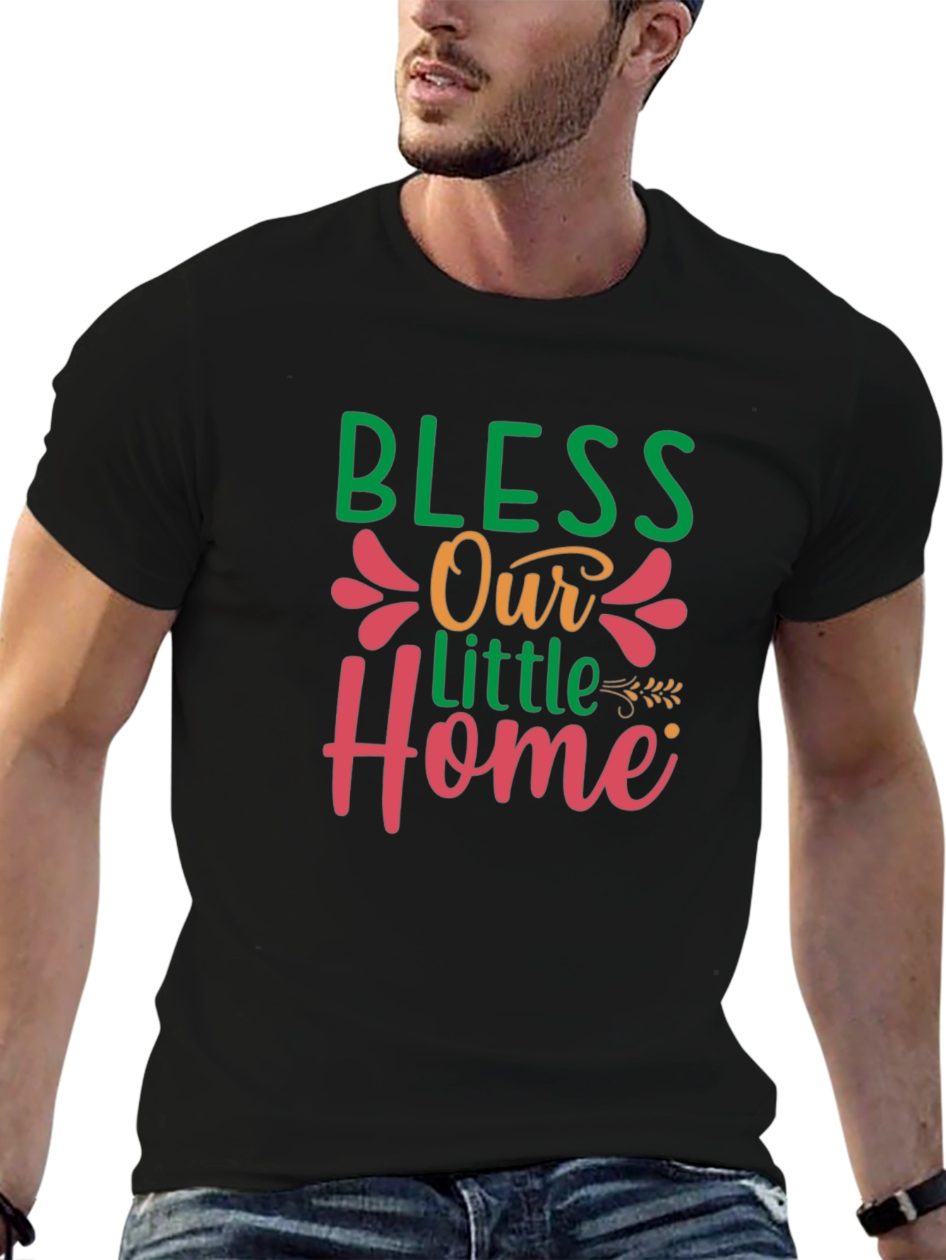 Black Bless Our Little Home Graphic T-Shirt view 6