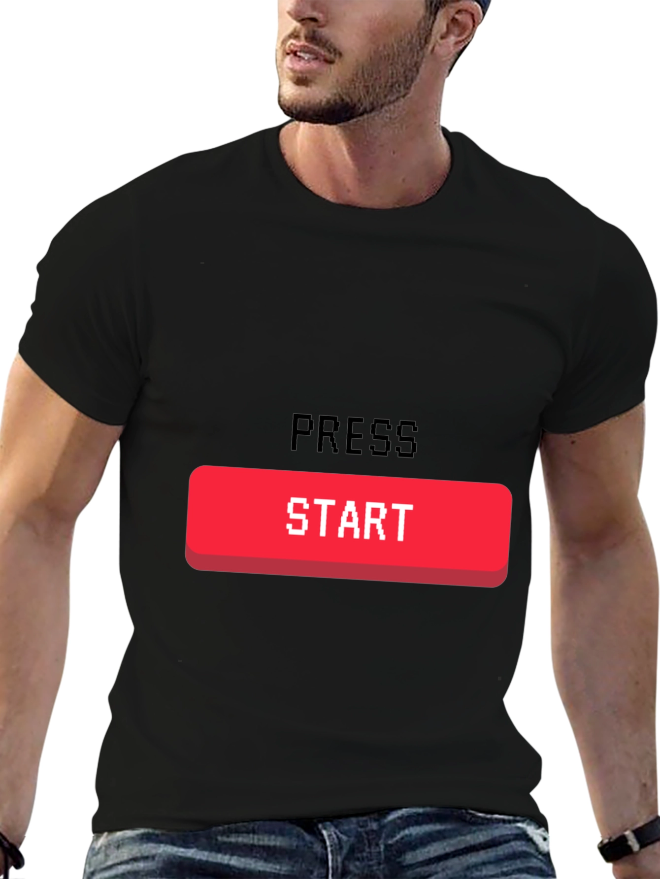 Black Press Start Gaming T-Shirt - Retro Gamer Tee view 6