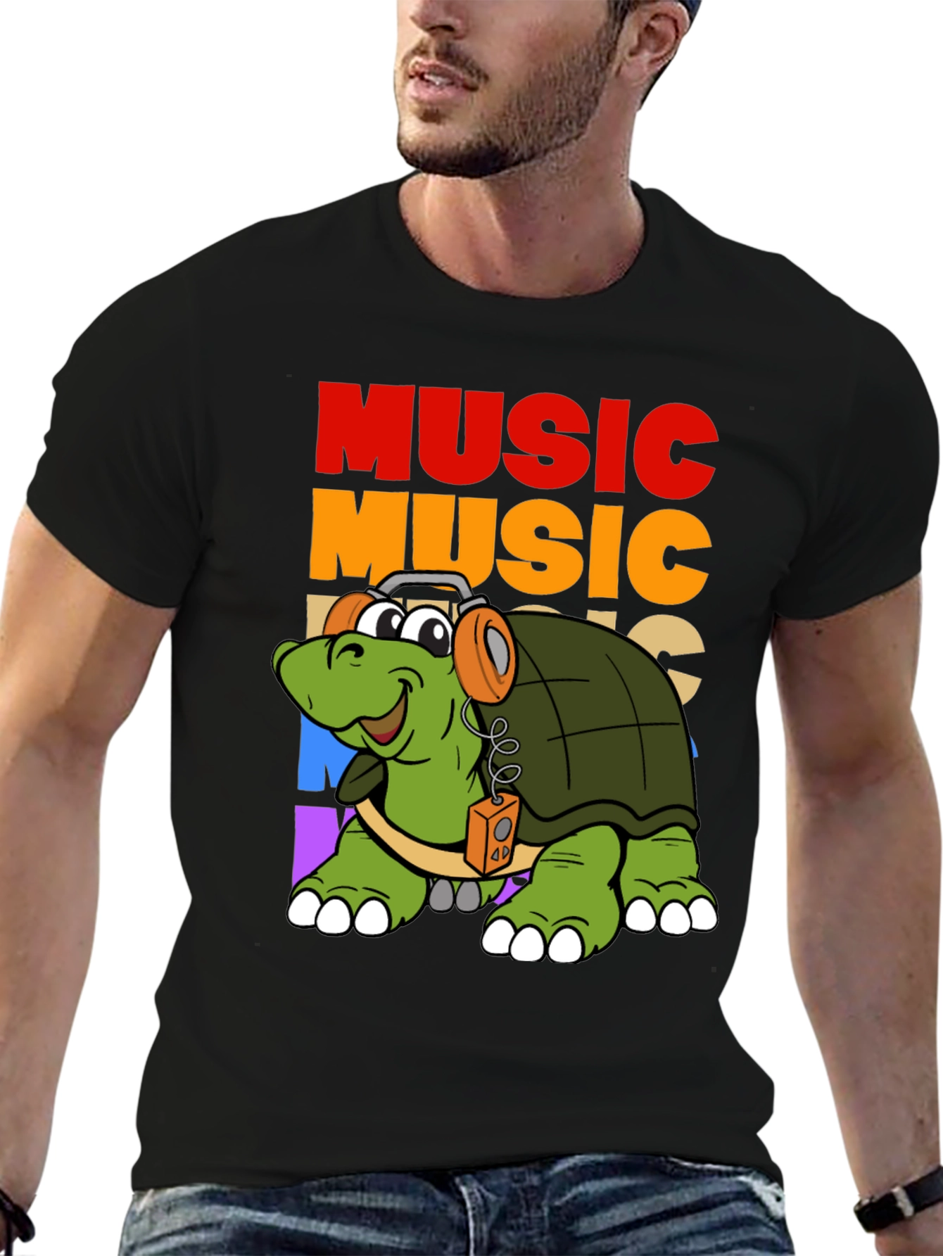Black Music Turtle Graphic T-Shirt view 6