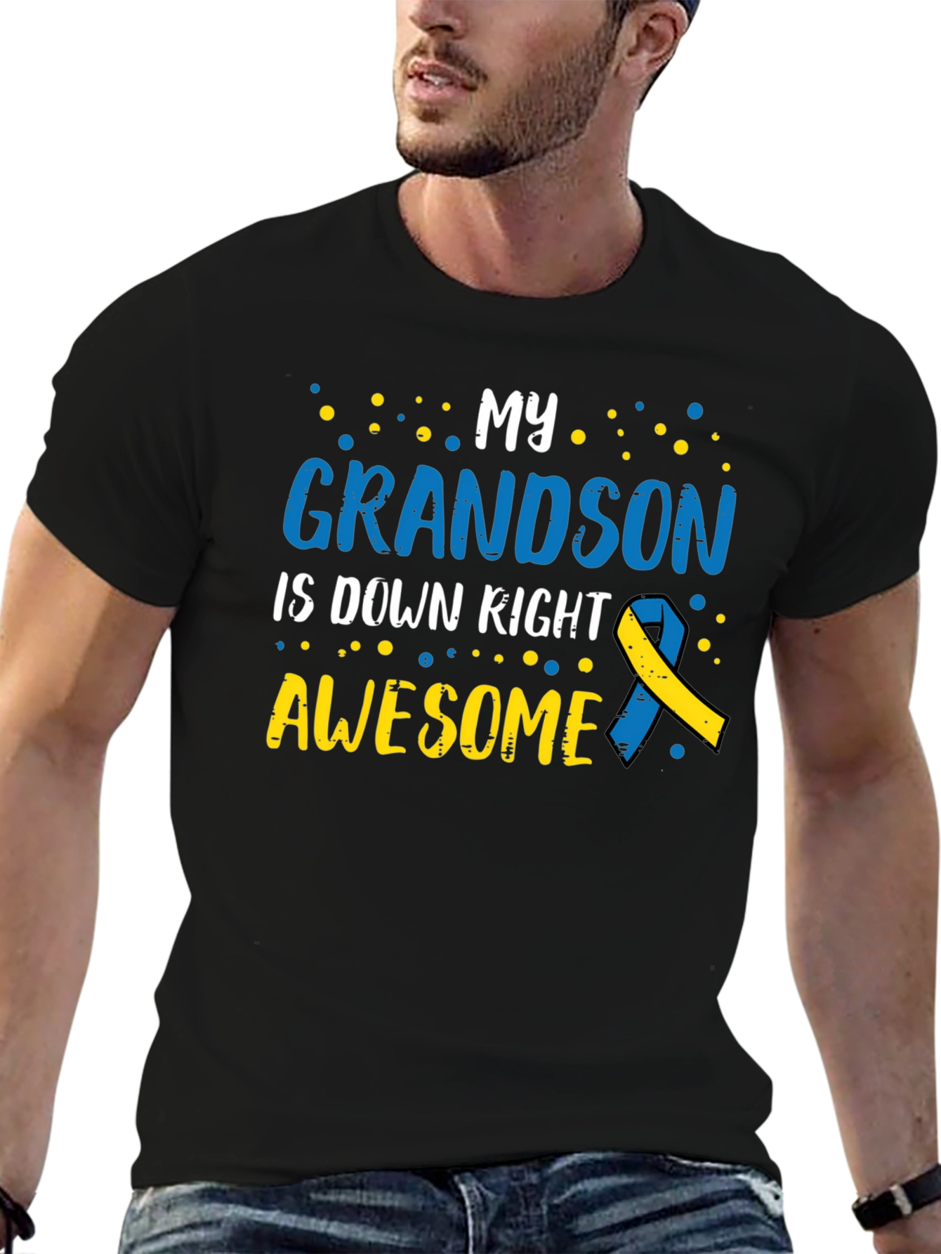 Black My Grandson is Down Right Awesome T-Shirt view 6