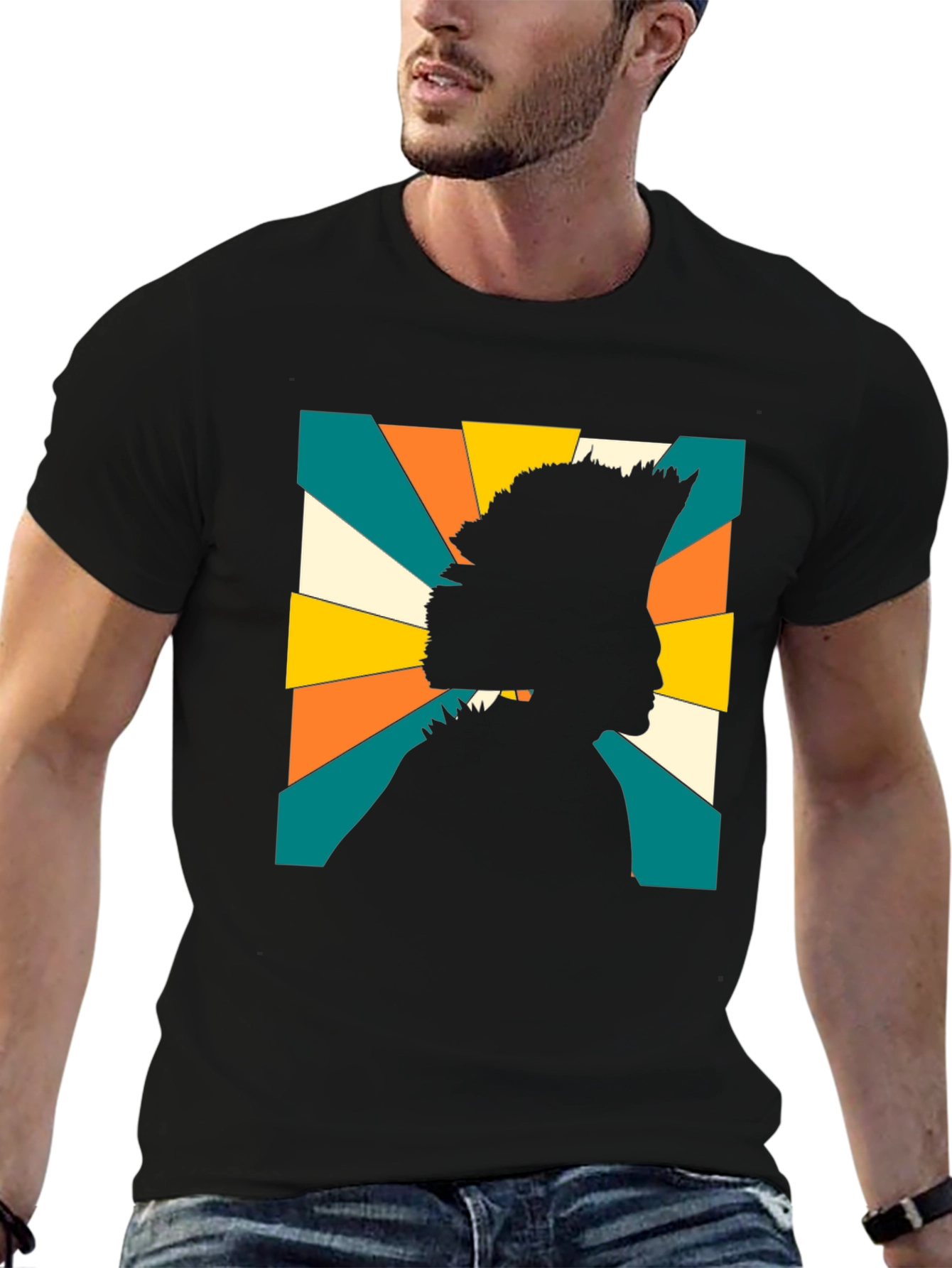 Black Retro Silhouette Graphic T-Shirt view 6