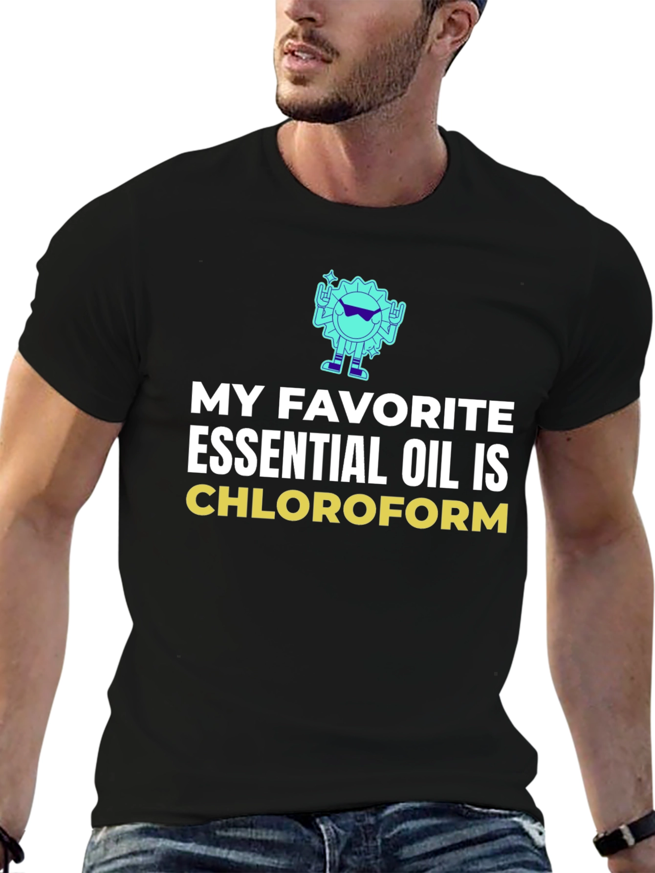Black Chloroform Essential Oil Graphic T-Shirt view 6