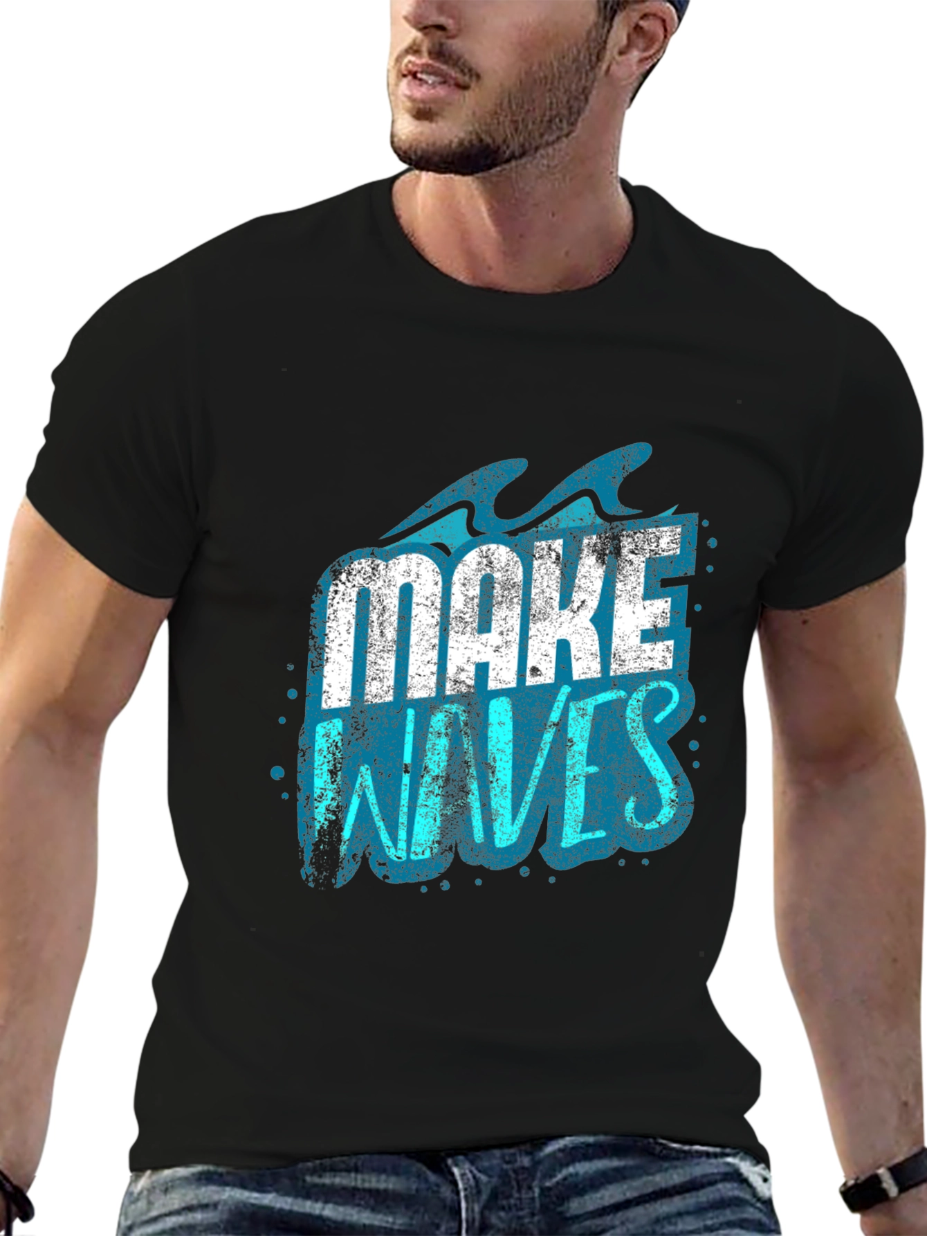 Black Make Waves Graphic Tee - Black Short Sleeve T-Shirt view 6