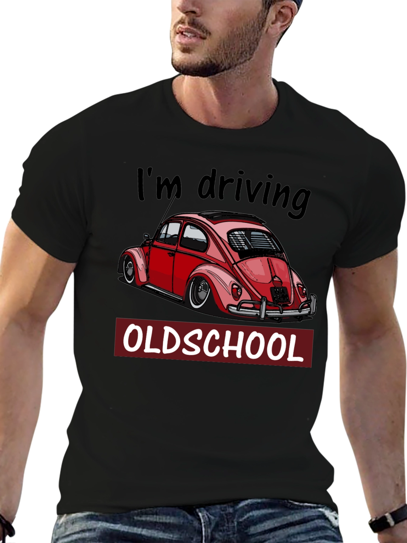 Black I'm Driving Oldschool T-Shirt - Classic Car Tee view 6