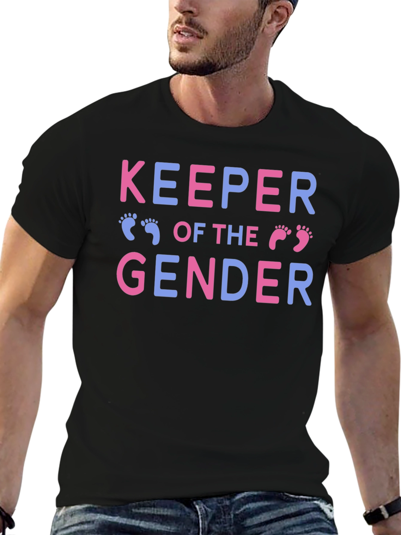 Black Keeper of the Gender Reveal Party T-Shirt view 6